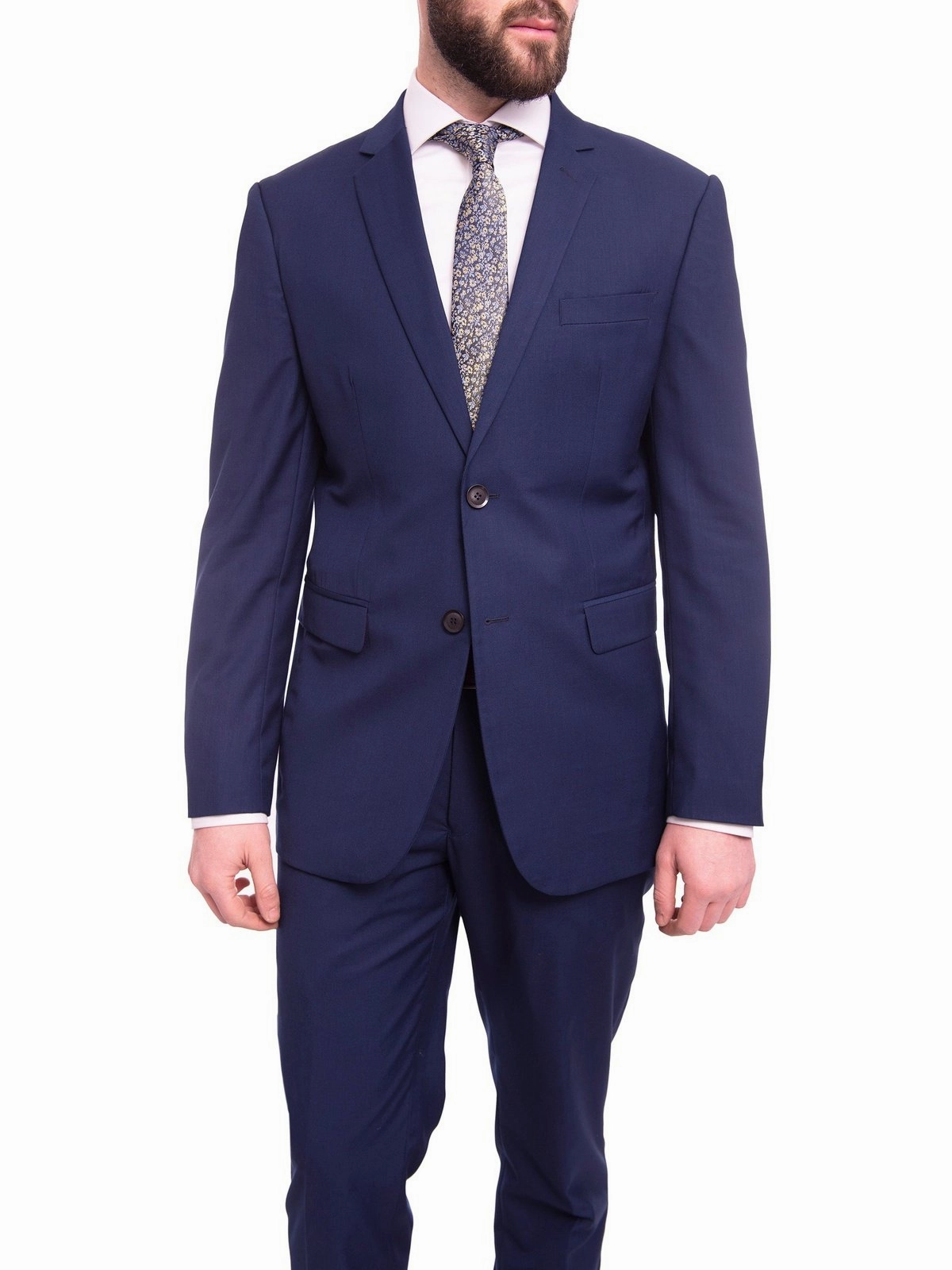 Braveman Slim Fit Solid Blue Two Button Suit