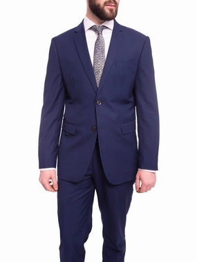 Braveman Slim Fit Solid Blue Two Button Suit