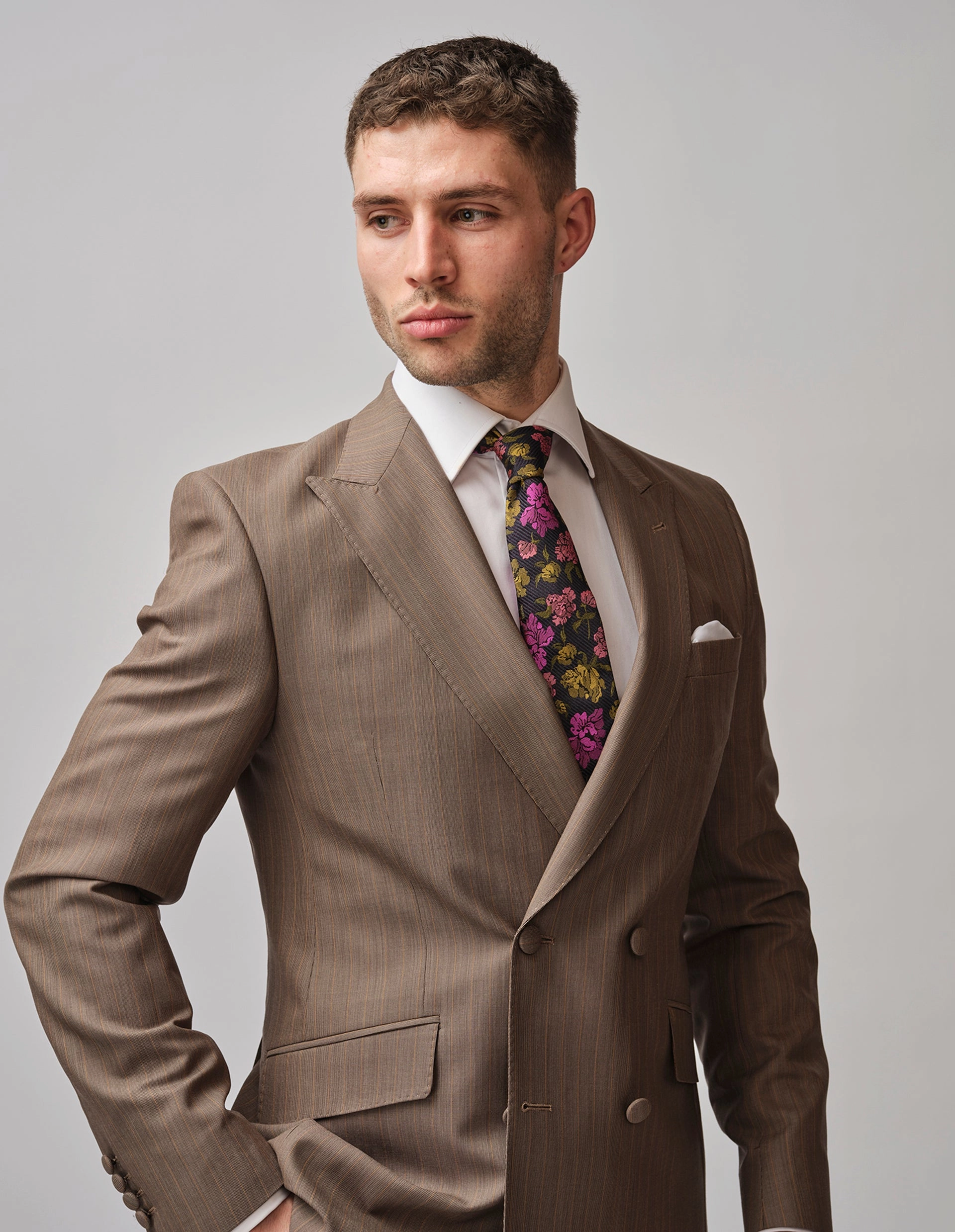 Brown & Gold Stripe Suit