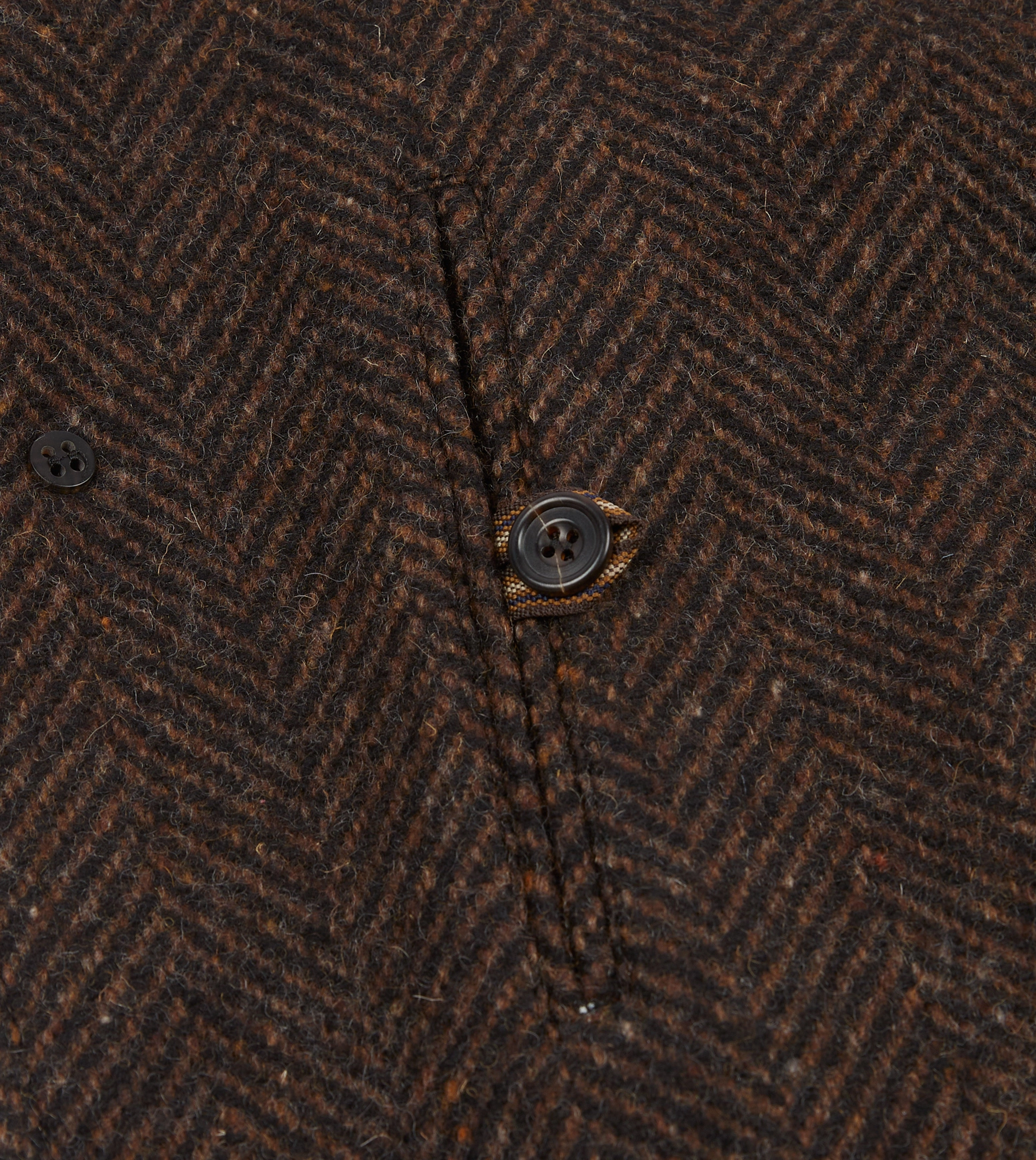 Brown Herringbone Wool Raglan Coat