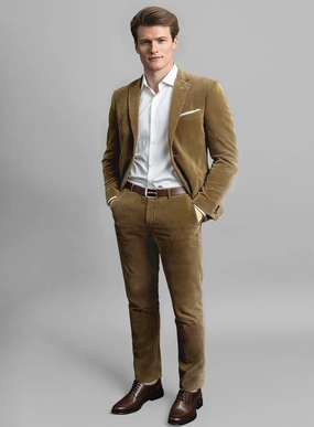 Brown Stretch Pin Corduroy Suit