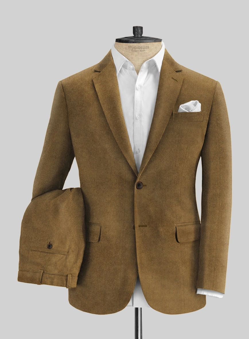 Brown Stretch Pin Corduroy Suit