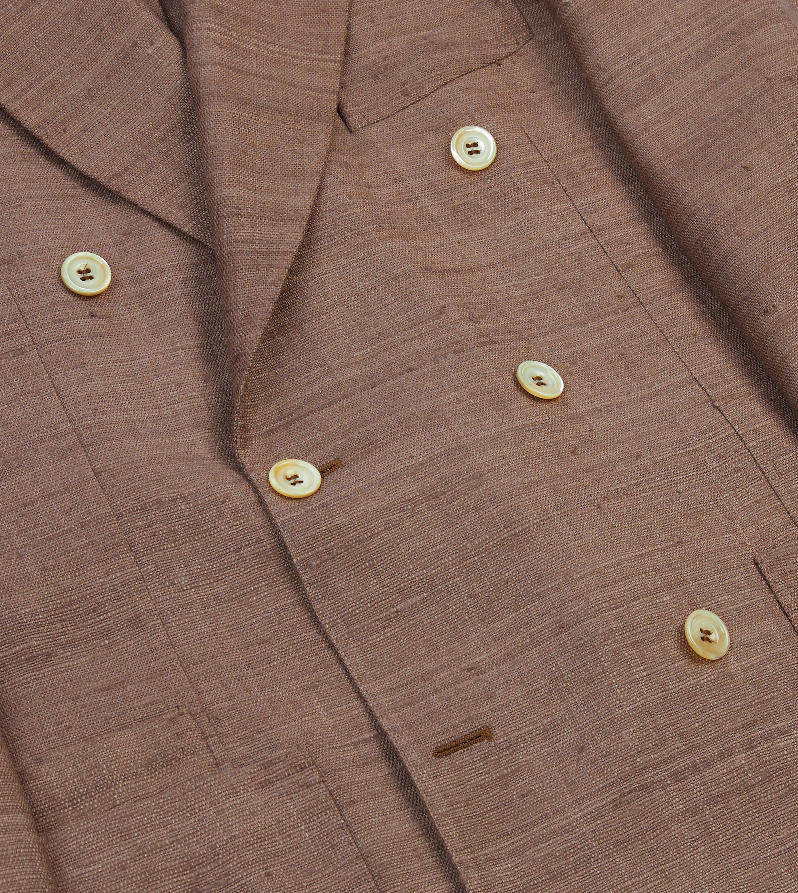 Brown Tussah Silk Double-Breasted Tailored Jacket