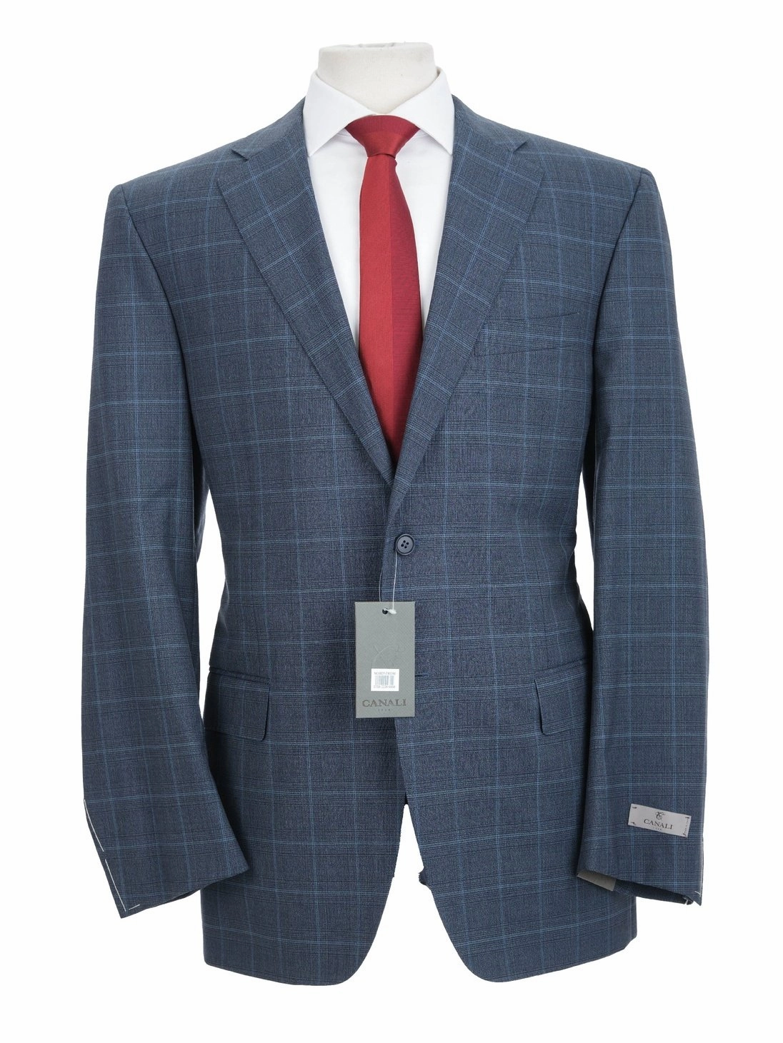 Canali 1934 Mens Blue Plaid 44L Drop 7 100% Wool 2 Piece Suit