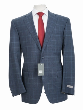 Canali 1934 Mens Blue Plaid 44L Drop 7 100% Wool 2 Piece Suit