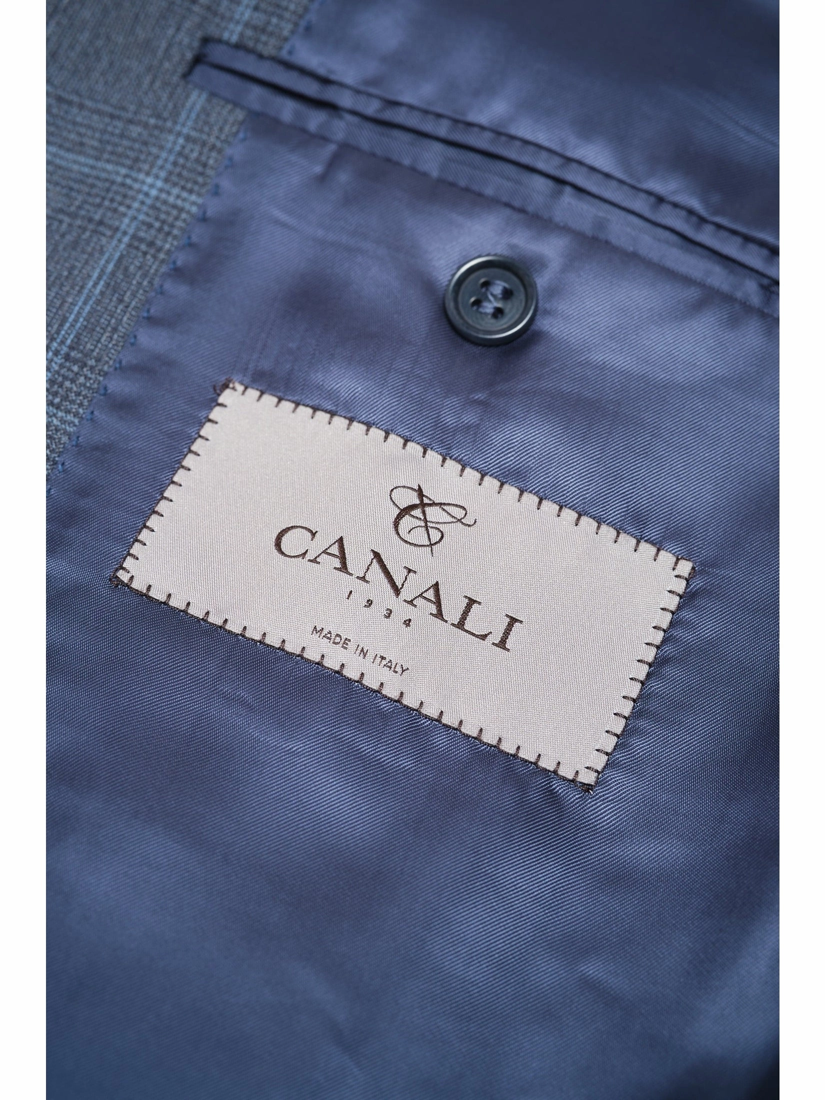 Canali 1934 Mens Blue Plaid 44L Drop 7 100% Wool 2 Piece Suit