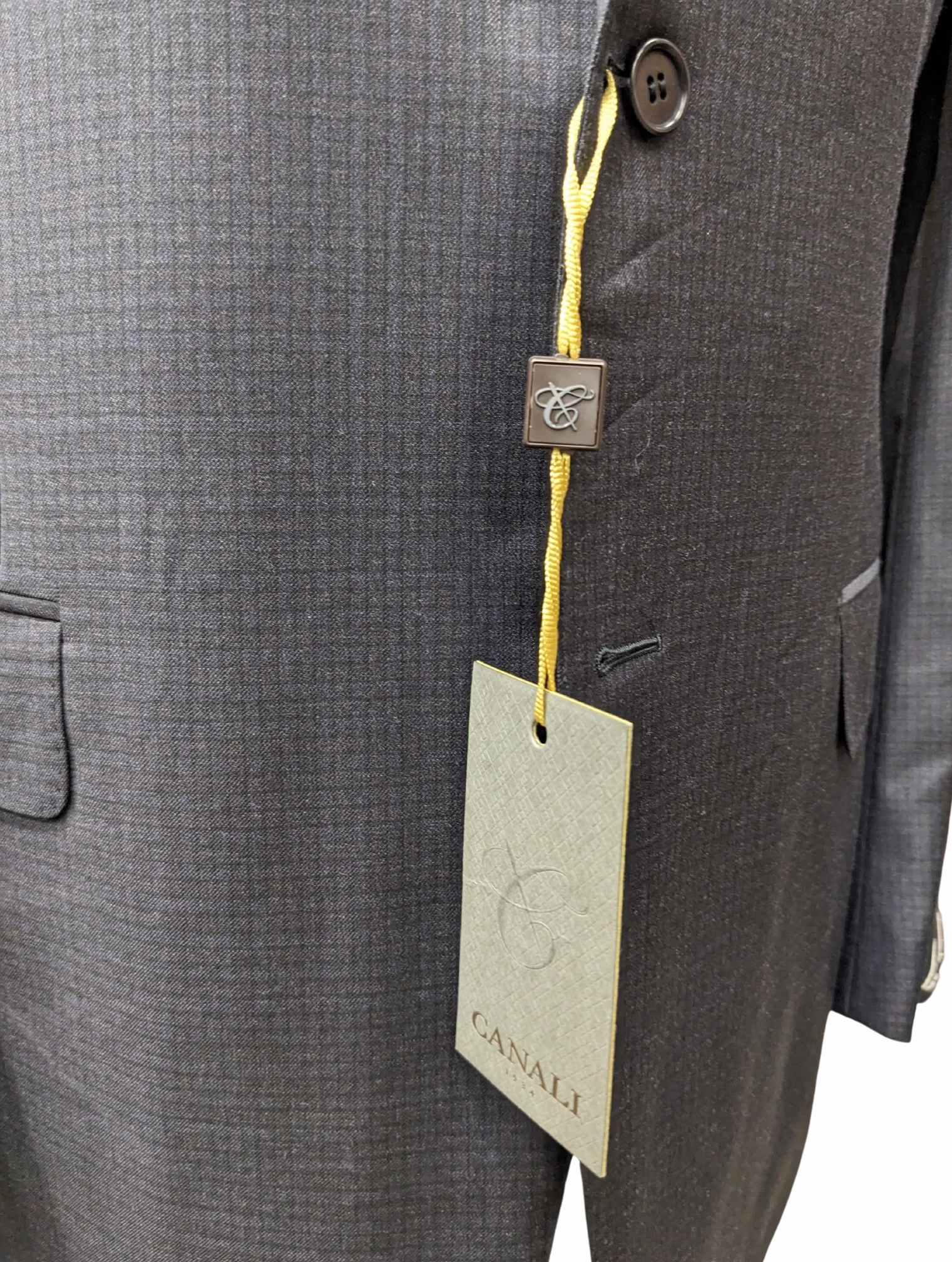 Canali 1934 Mens Gray Check 44L Drop 7 100% Wool 2 Button 2 Piece Suit