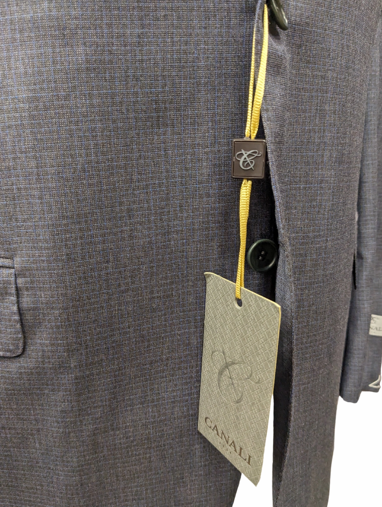 Canali 1934 Mens Gray Check 44L Drop 7 100% Wool 2 Button 2 Piece Suit