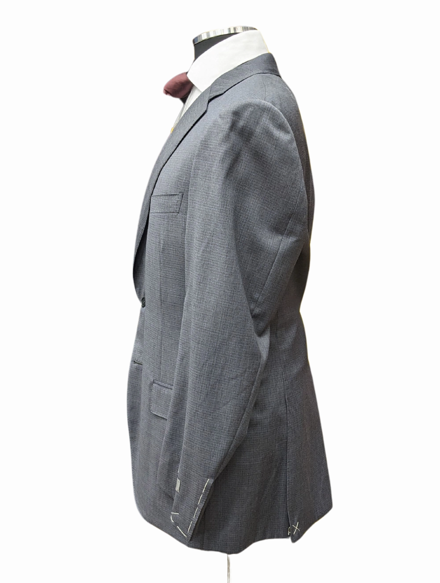 Canali 1934 Mens Gray Check 44L Drop 7 100% Wool 2 Button 2 Piece Suit