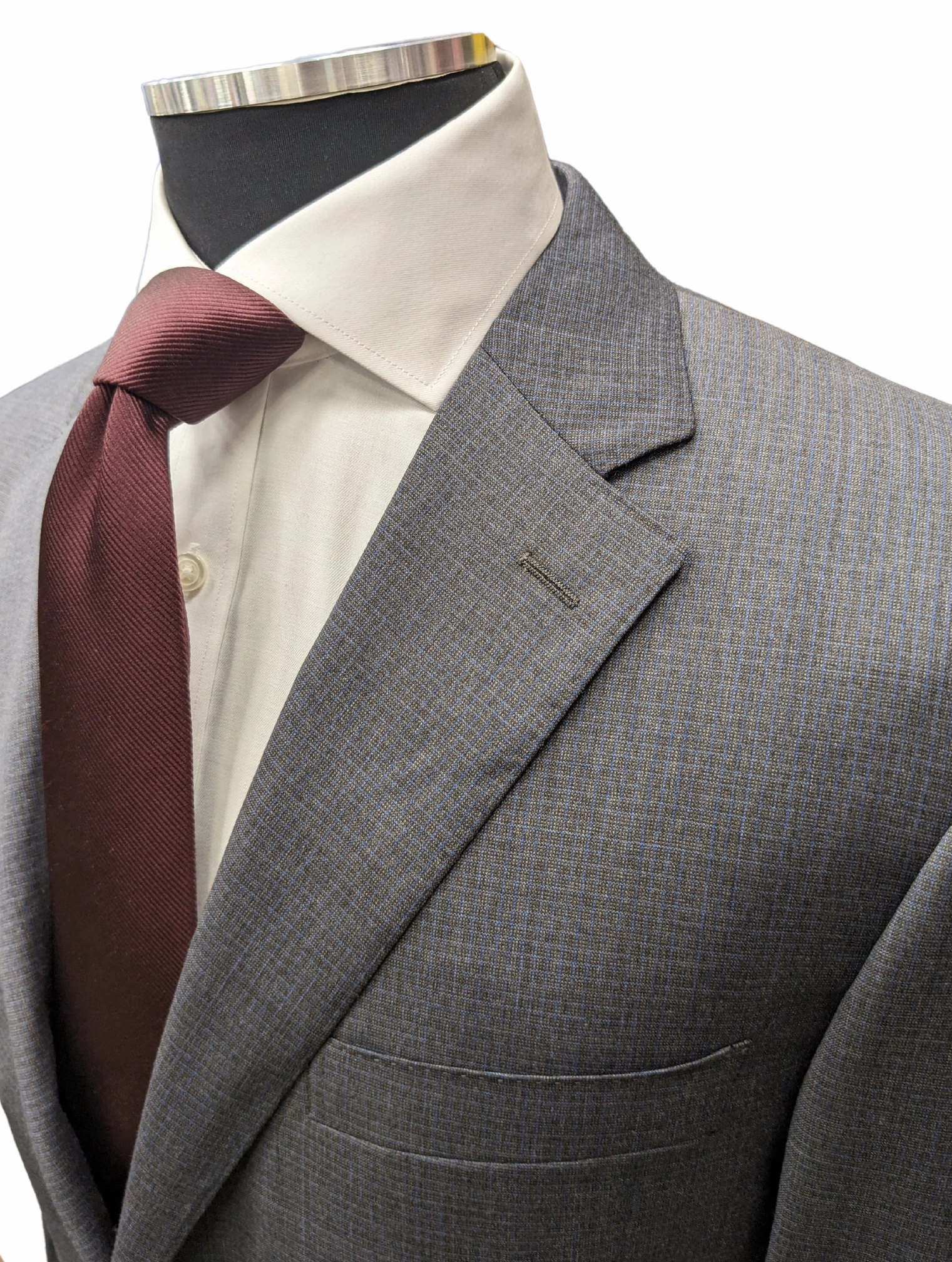 Canali 1934 Mens Gray Check 44L Drop 7 100% Wool 2 Button 2 Piece Suit