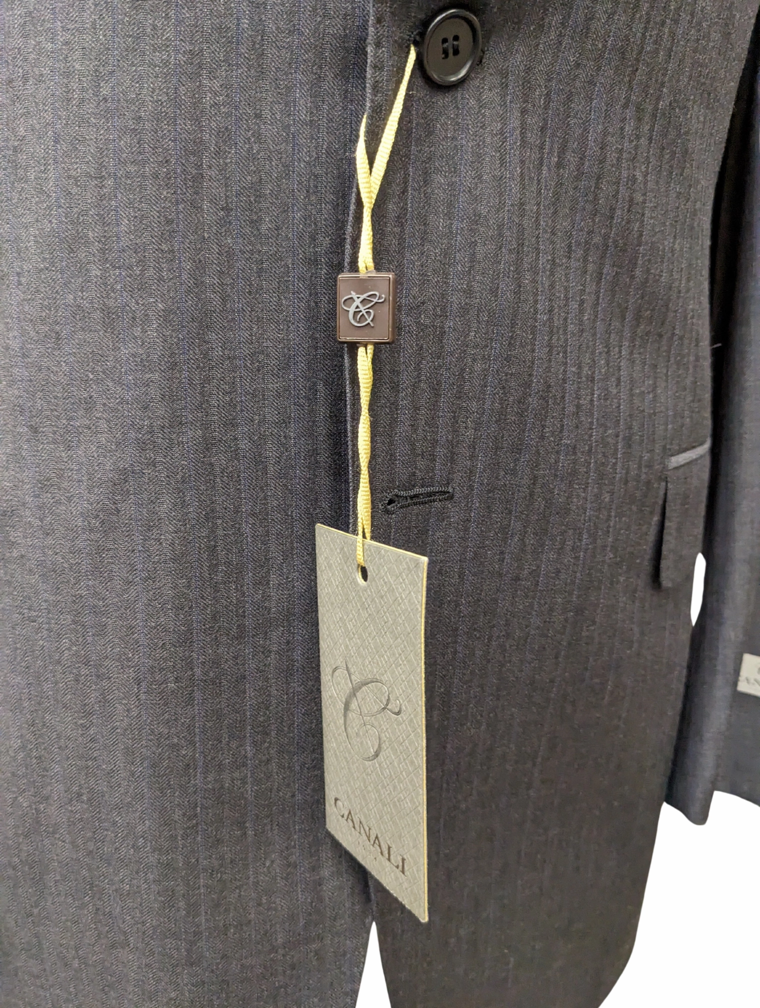 Canali 1934 Mens Gray Striped 44L Drop 7 100% Wool 2 Button 2 Piece Suit
