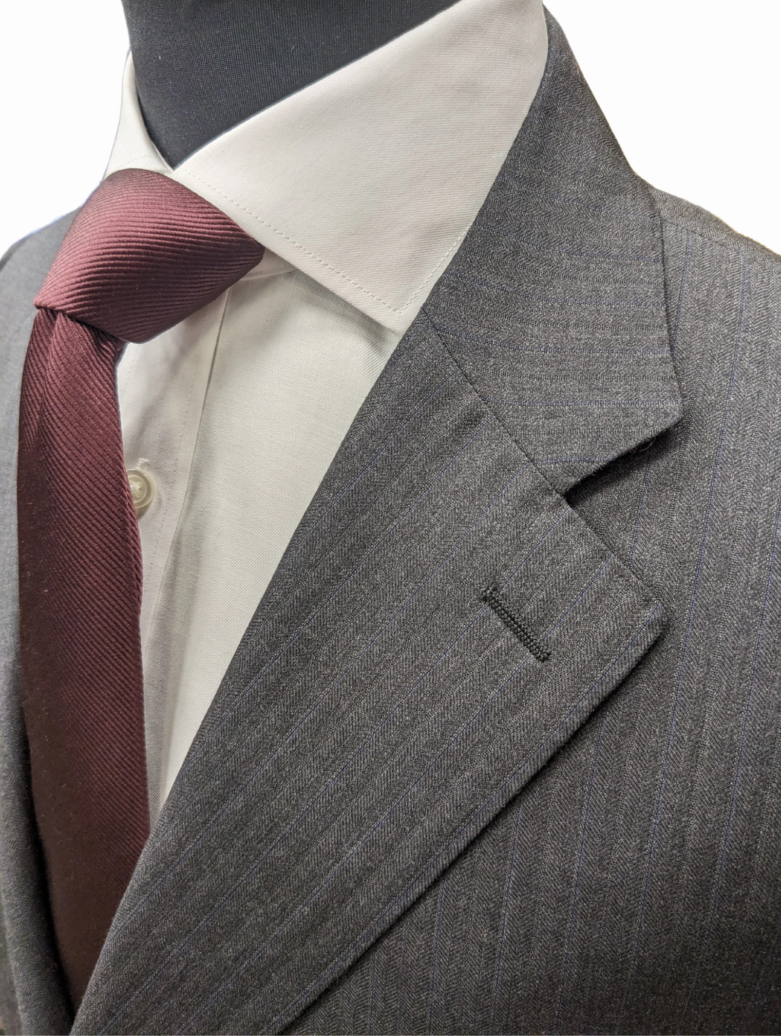Canali 1934 Mens Gray Striped 44L Drop 7 100% Wool 2 Button 2 Piece Suit
