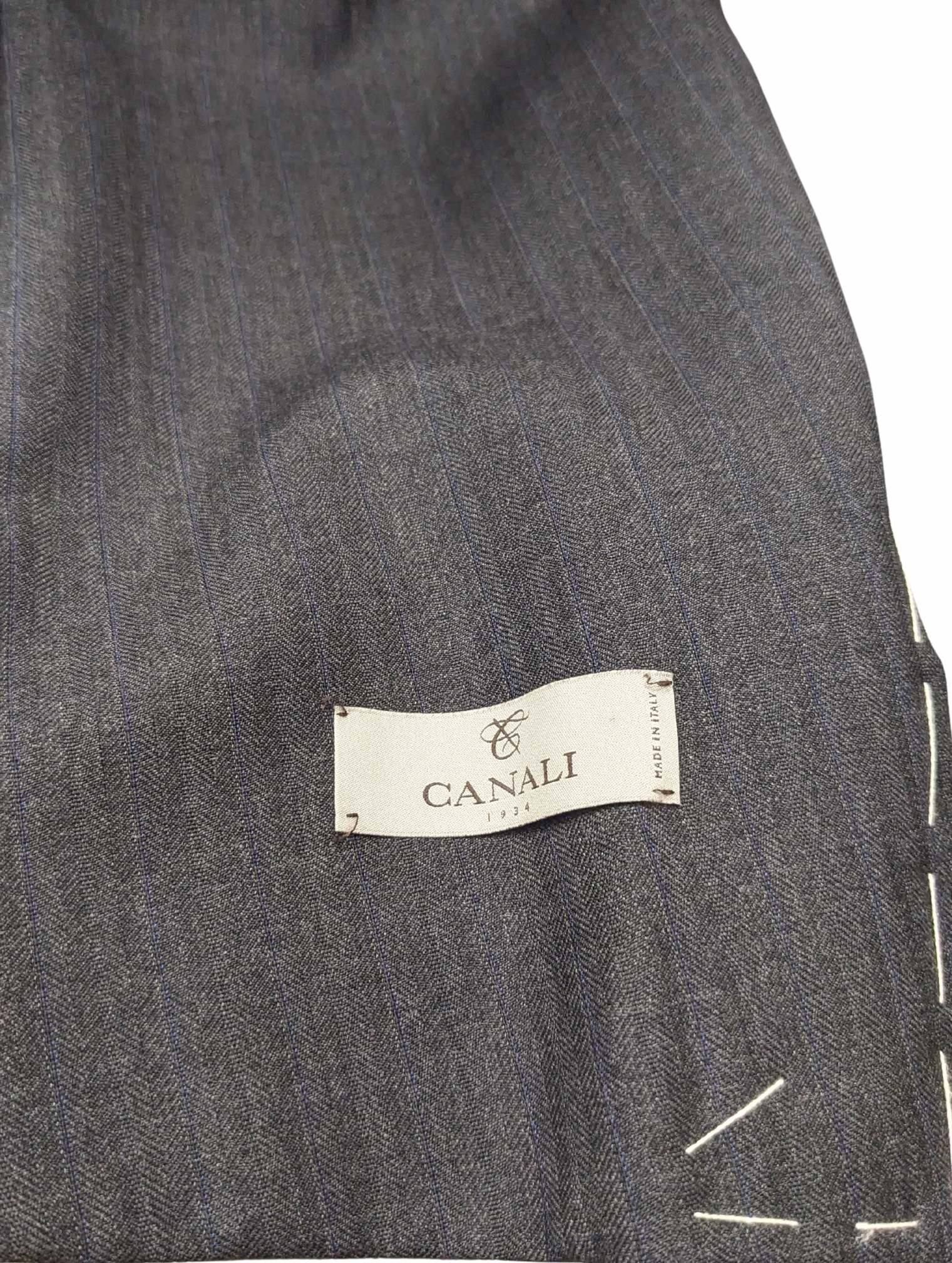 Canali 1934 Mens Gray Striped 44L Drop 7 100% Wool 2 Button 2 Piece Suit
