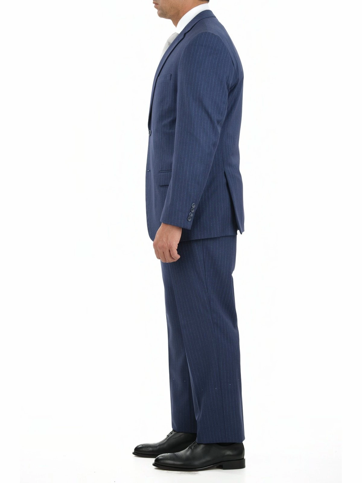 Caravelli Mens Blue Striped Two Button 2 Piece Suit