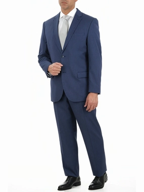 Caravelli Mens Blue Striped Two Button 2 Piece Suit