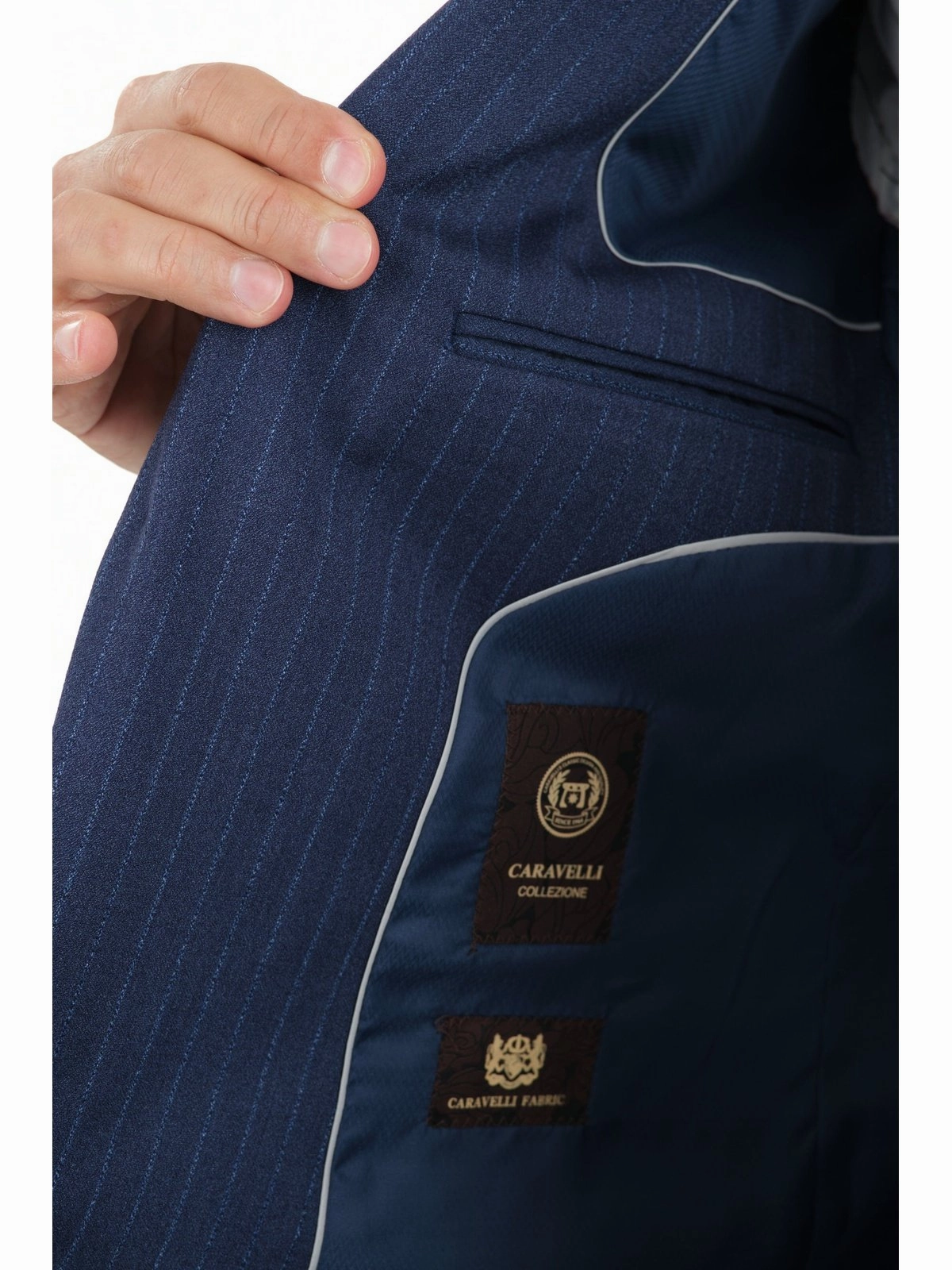 Caravelli Mens Blue Striped Two Button 2 Piece Suit