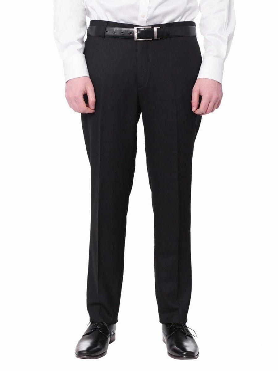 Cemden Mens Slim Fit Solid Black 1-button 3-piece Tuxedo Suit With Shimmer Lapel
