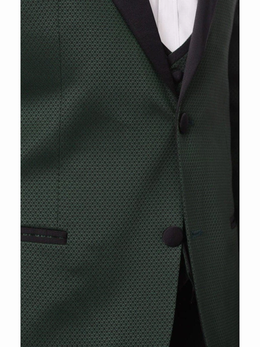 Cengizhan Baybars Mens Slim Fit Emerald Green 3-piece Tuxedo Suit Peak Lapels