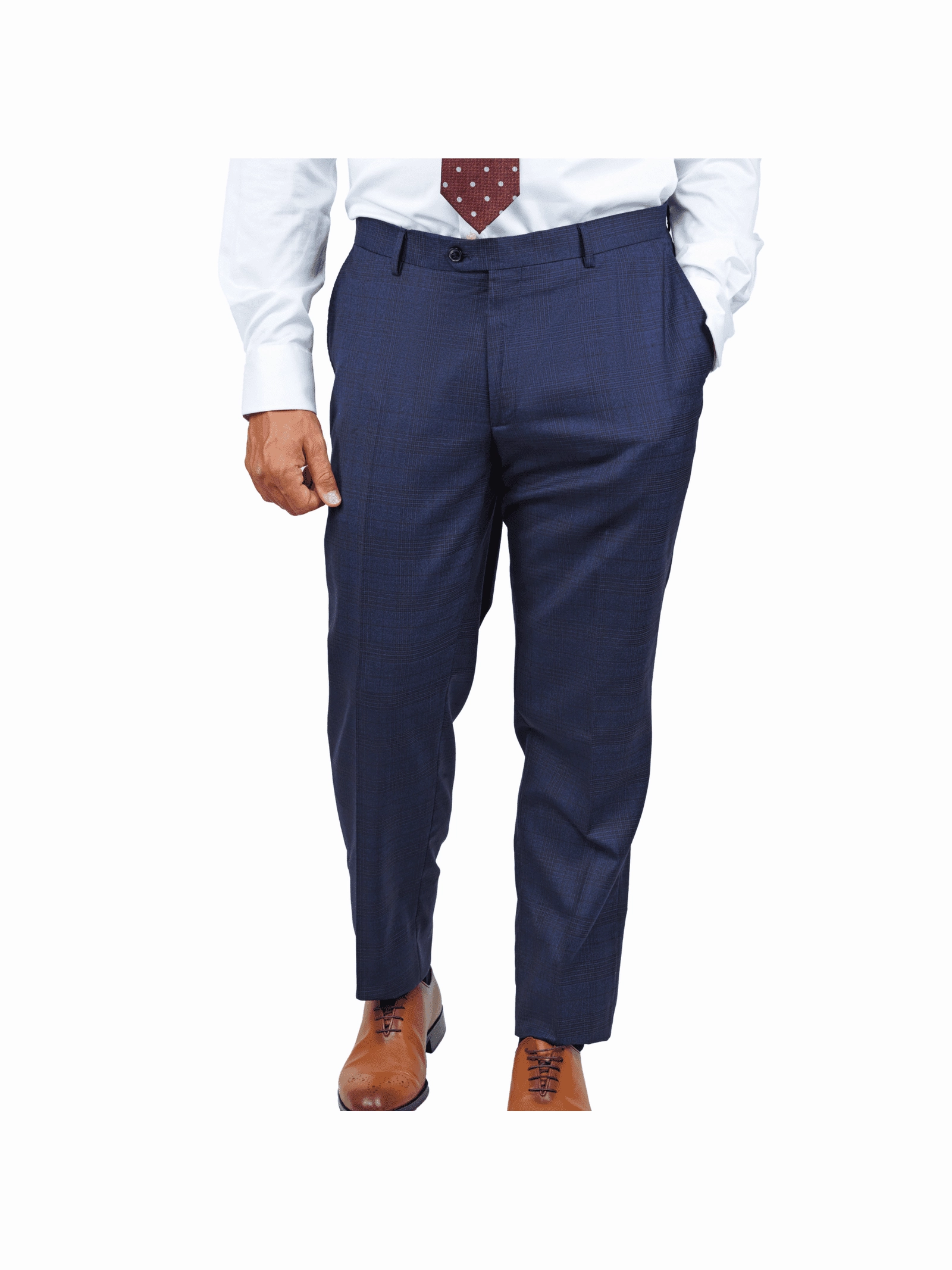 Centrion Mens Blue Plaid Regular Fit 100% Wool 2 Button Suit