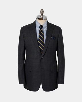 CHARCOAL/BLUE SHADOW PLAID SUIT