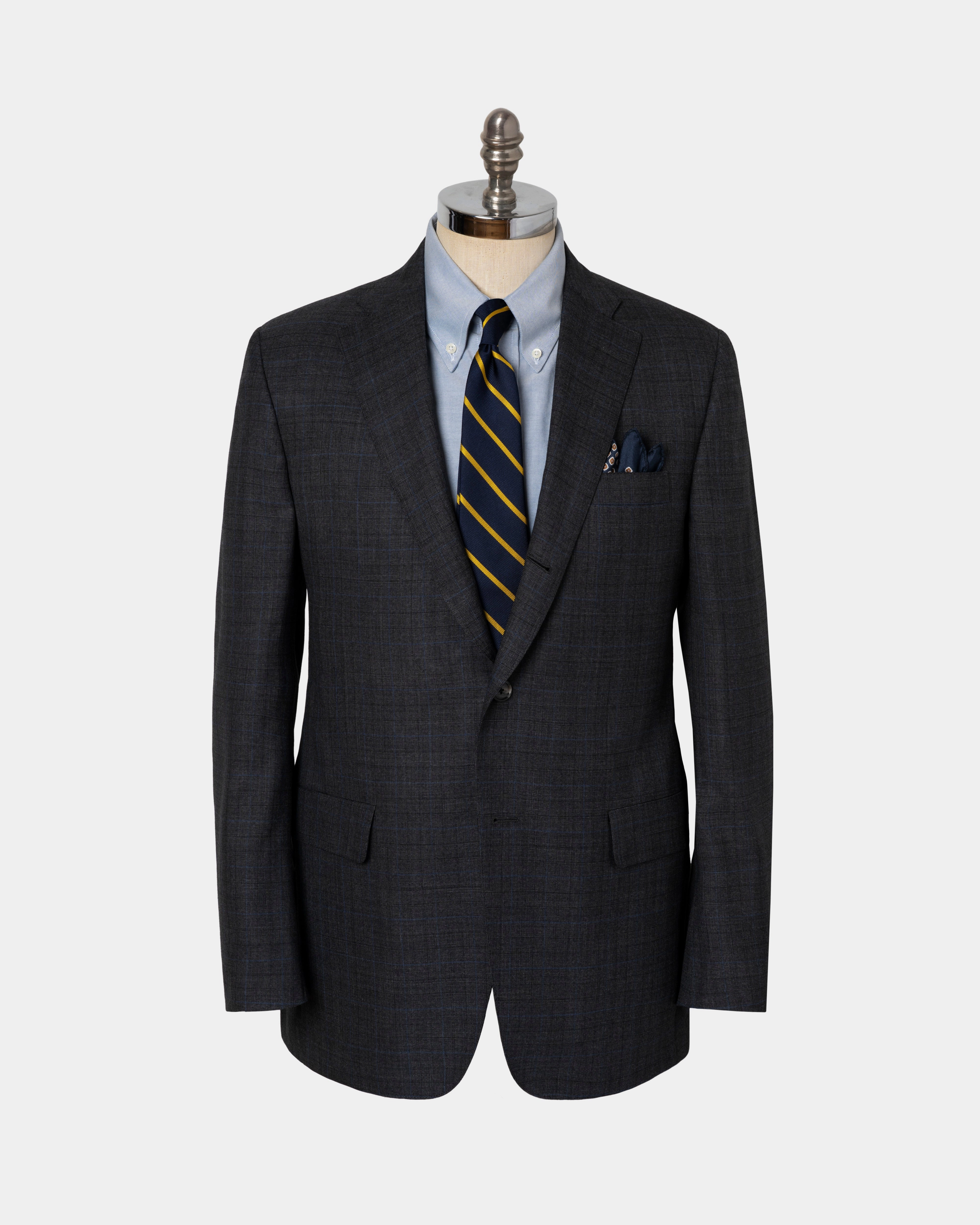 CHARCOAL/BLUE SHADOW PLAID SUIT