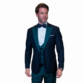ChicChato Collection: Black Tuxedo with Hunter Peak Lapel and Accents - Modern Fit