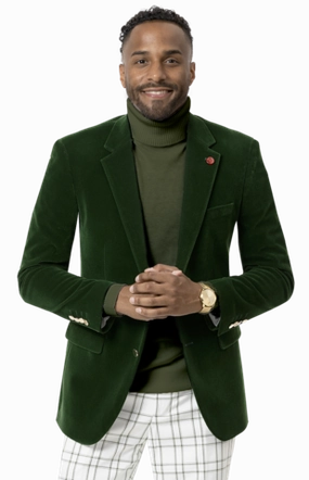 Circinus Collection: Green Solid Velvet Blazer