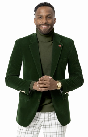 Circinus Collection: Green Solid Velvet Blazer