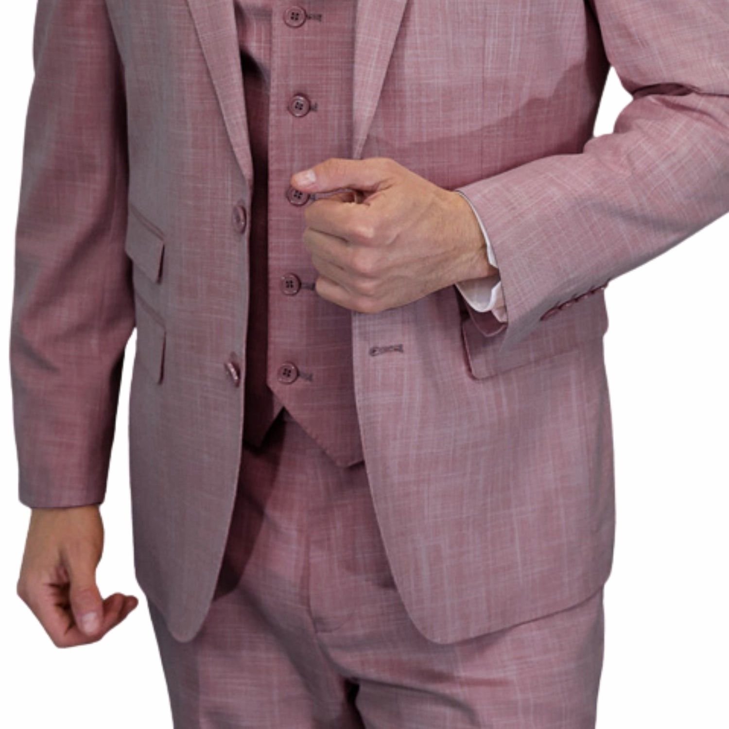 Comet Couture Collection: Blush Sharkskin Italian Wool 3-Piece Suit – Modern Fit