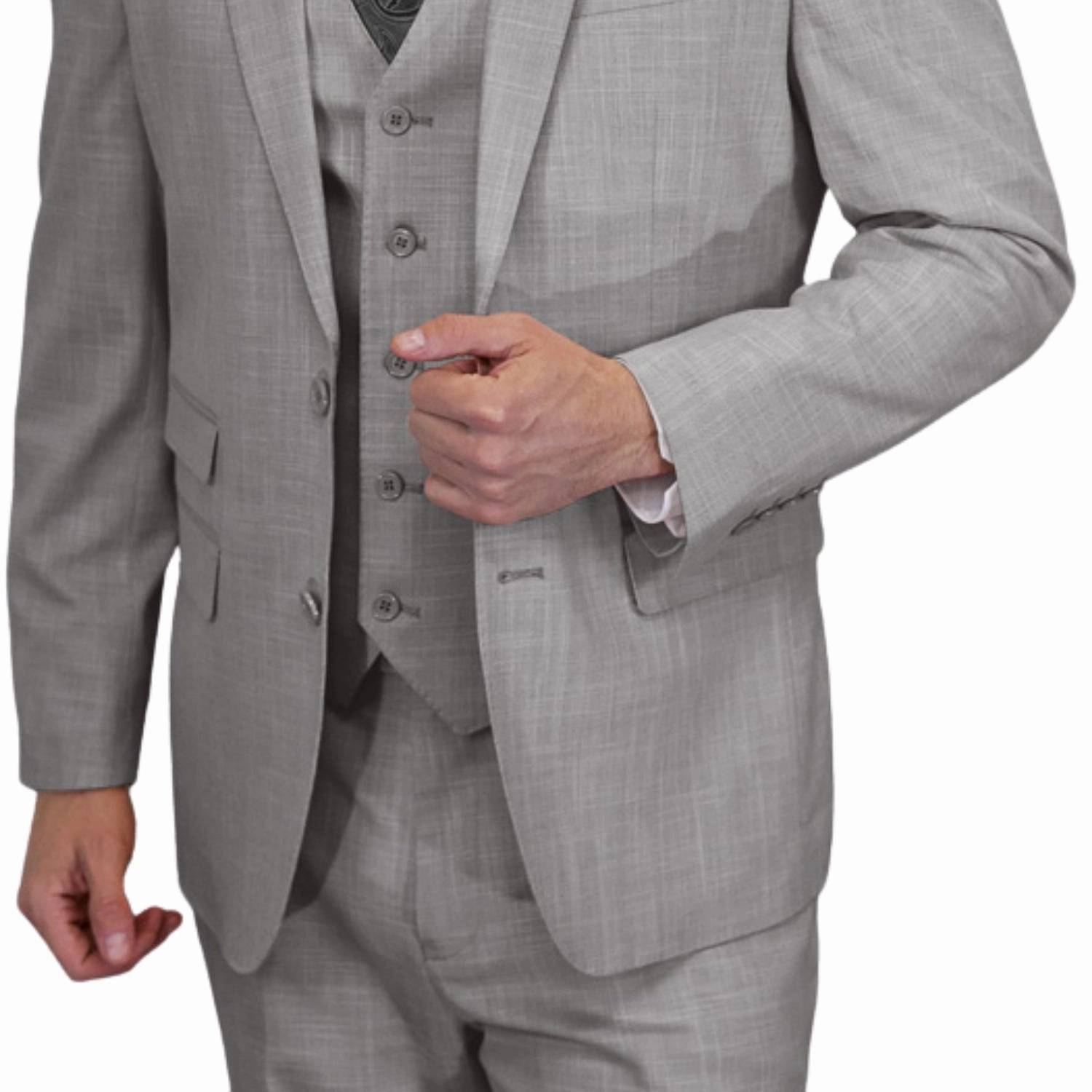 Comet Couture Collection: Gray Sharkskin Italian Wool 3-Piece Suit – Modern Fit