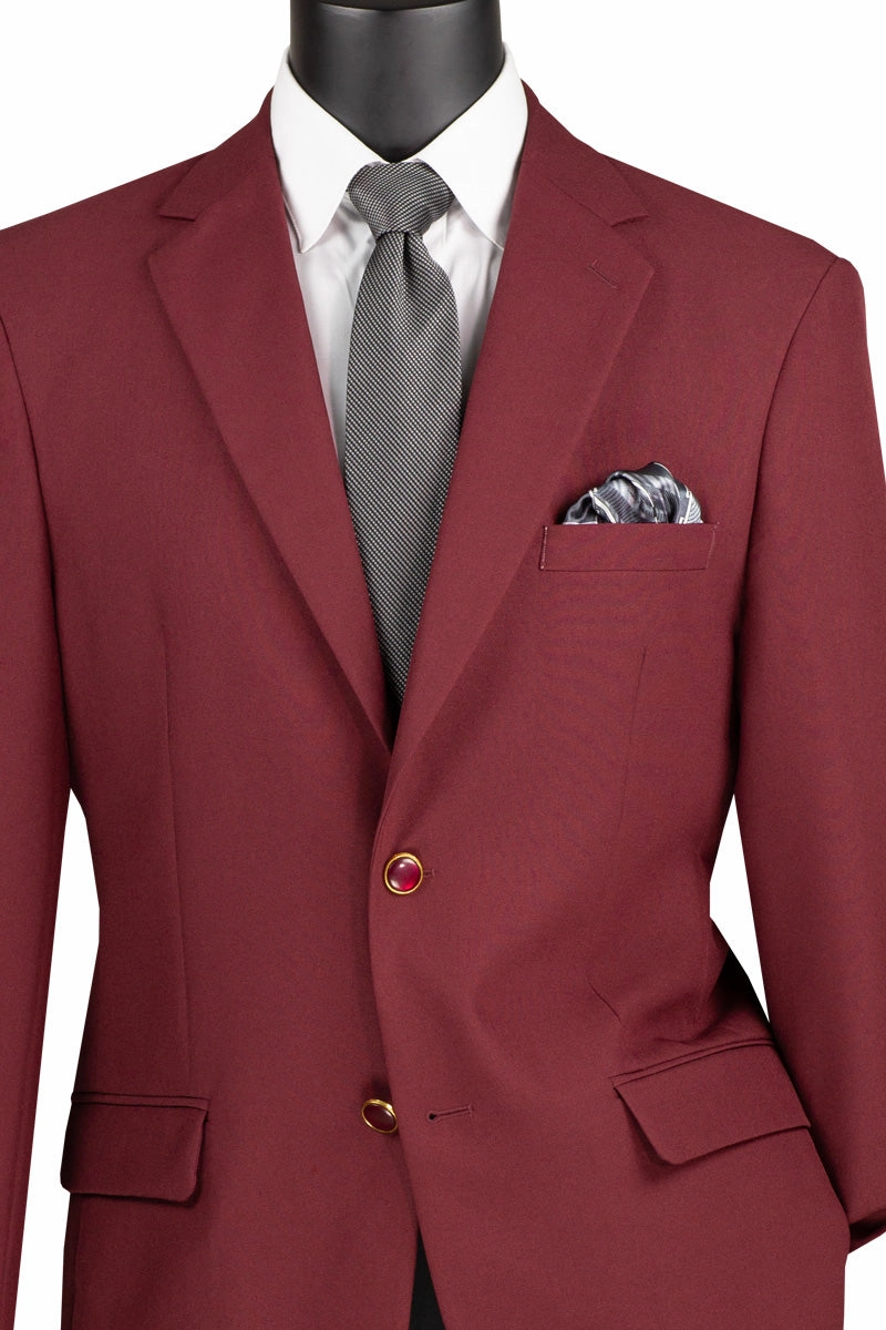 Conrad Collection: Burgundy Solid Color Single Breasted Regular Fit Blazer