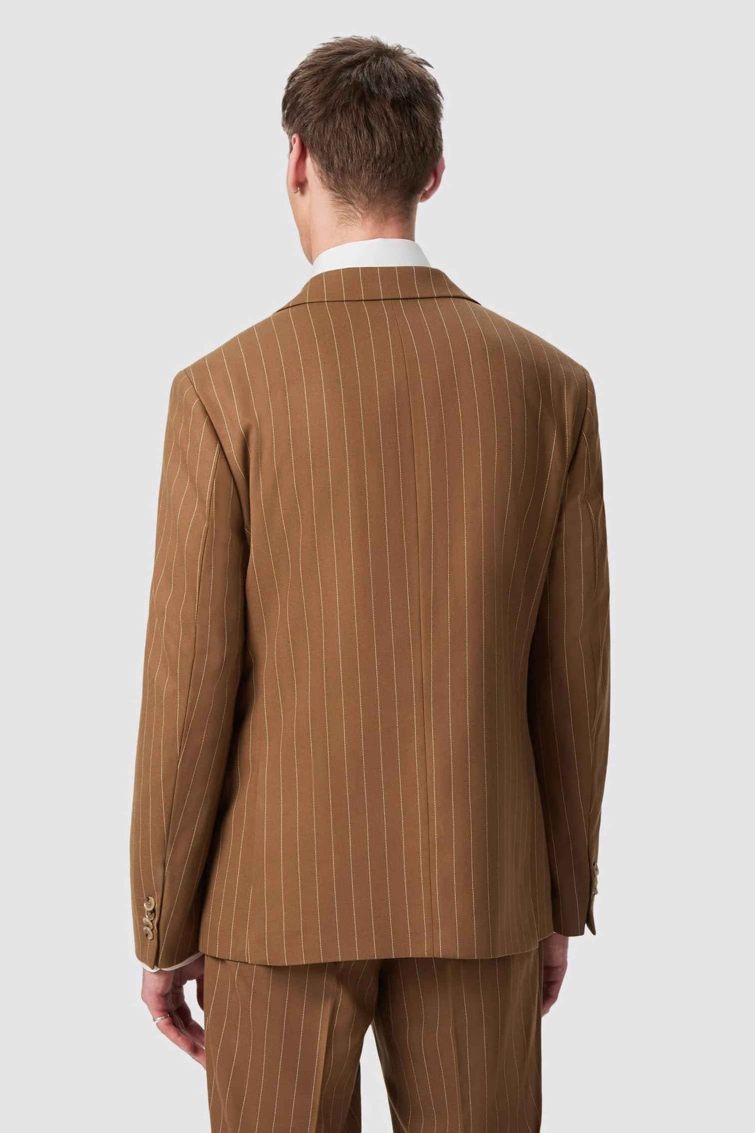 Cuttel Slim Fit Brown Pinstripe Suit