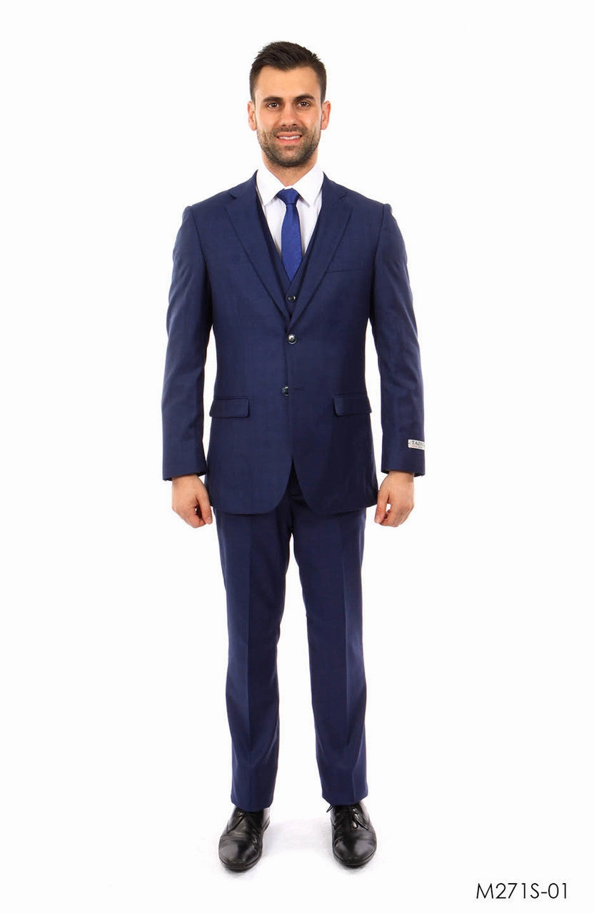 Dk. Blue Pinstripe tone on tone 3-PC Slim Fit Suits