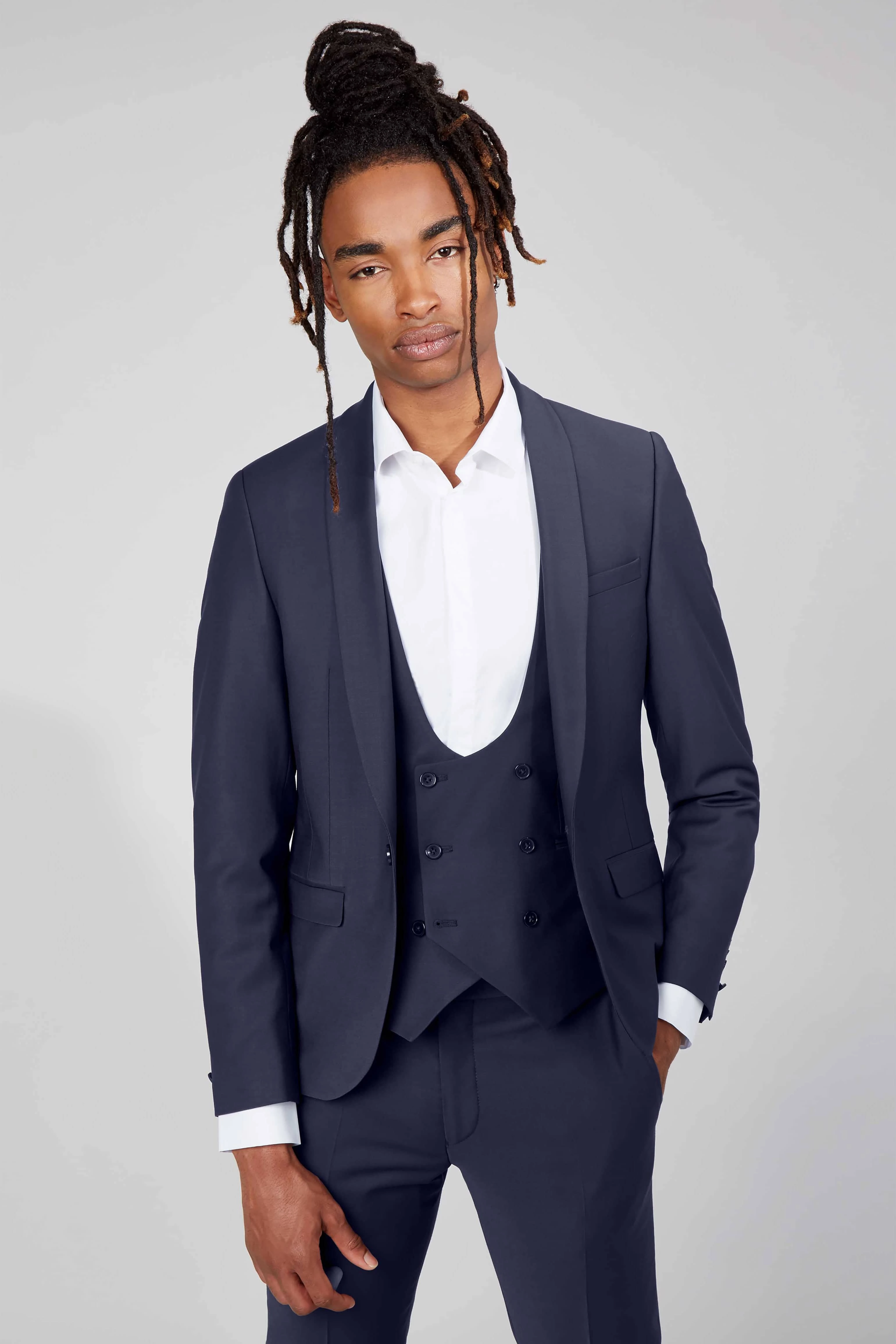 Drake Skinny Fit Navy Wool Suit - ARCHIVE