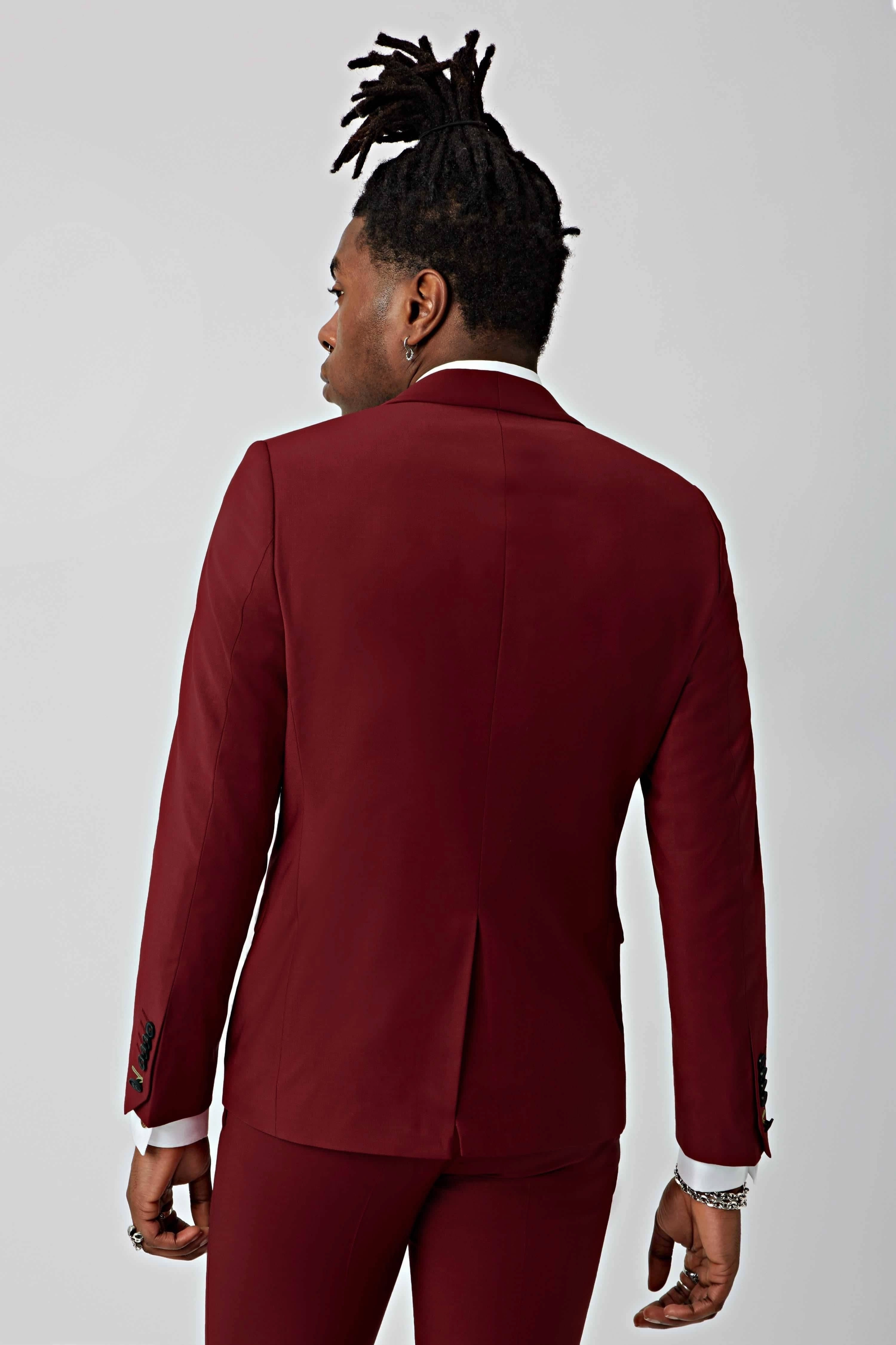 Drake Skinny Fit Red Wool Suit