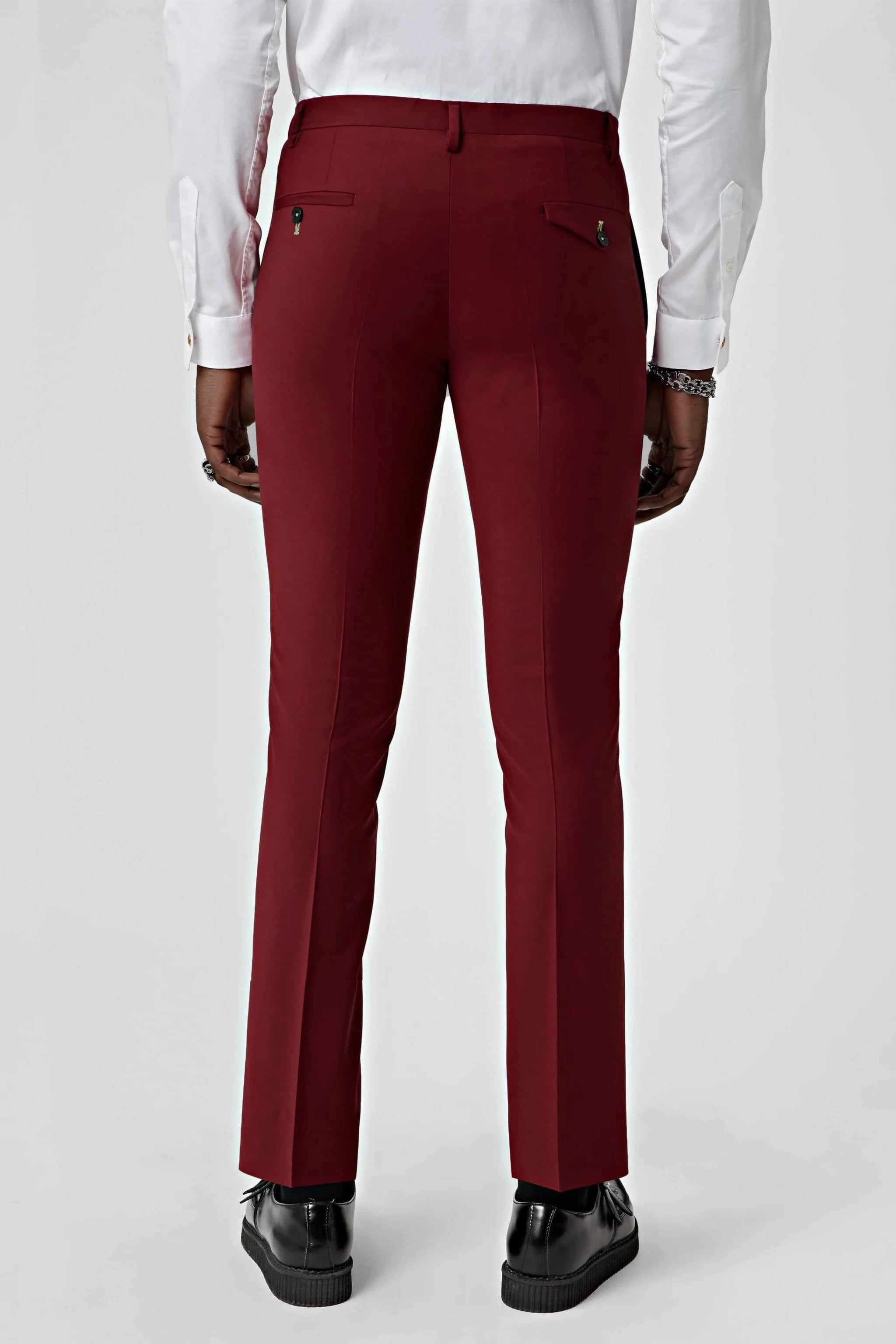 Drake Skinny Fit Red Wool Suit