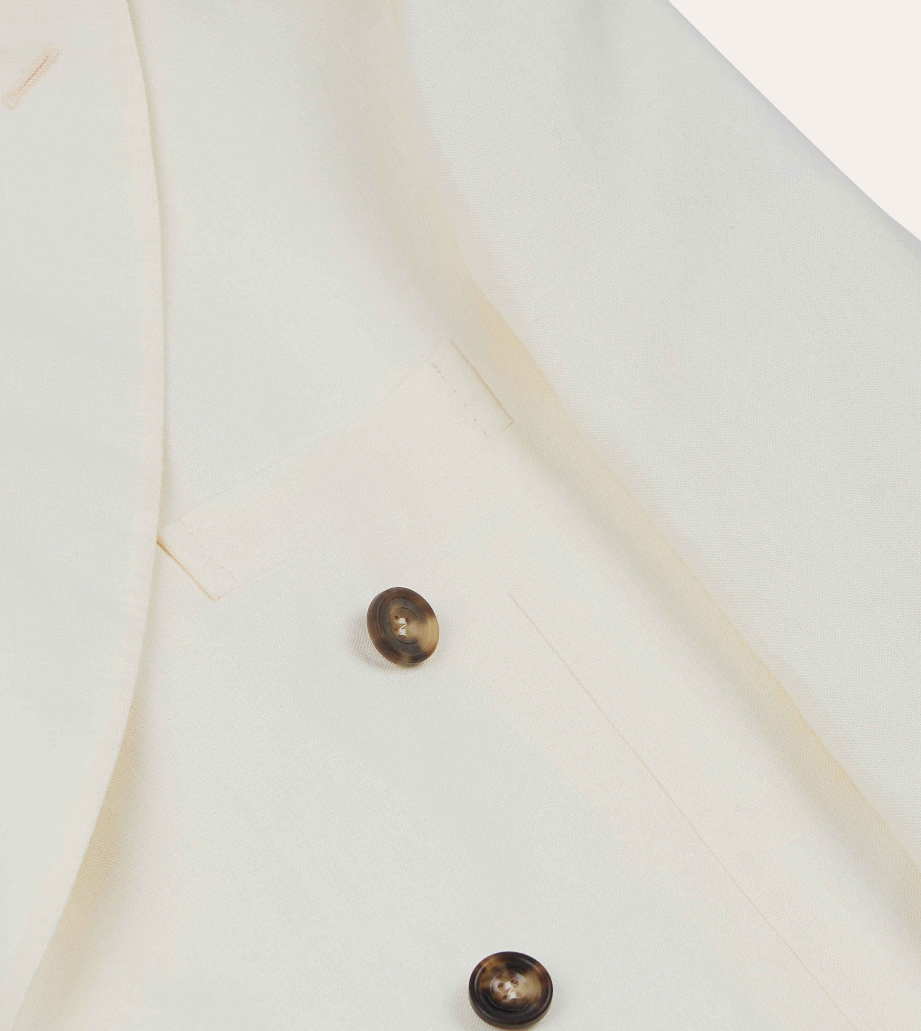 Ecru Linen Double-Breasted Tailored Jacket