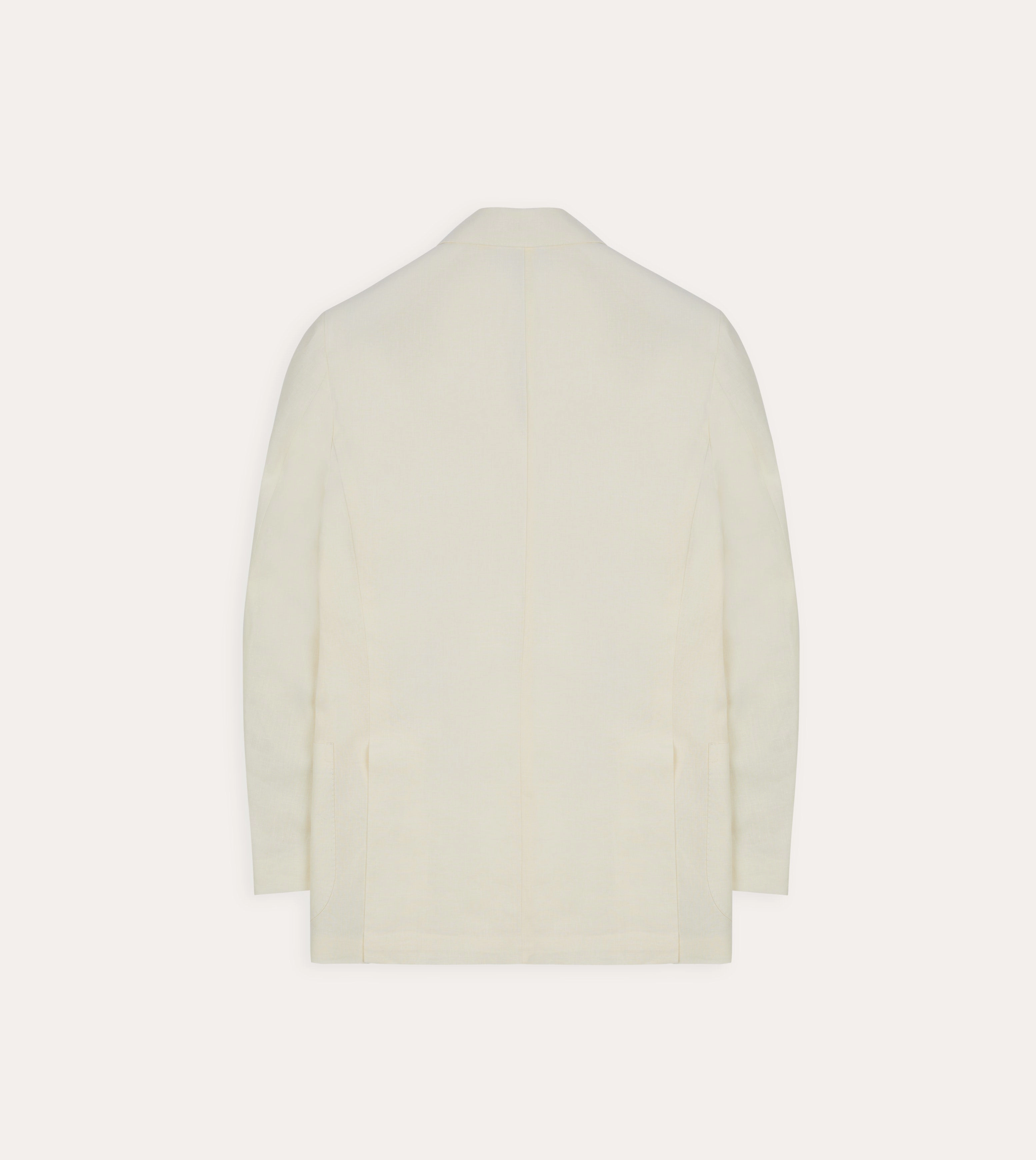 Ecru Linen Double-Breasted Tailored Jacket