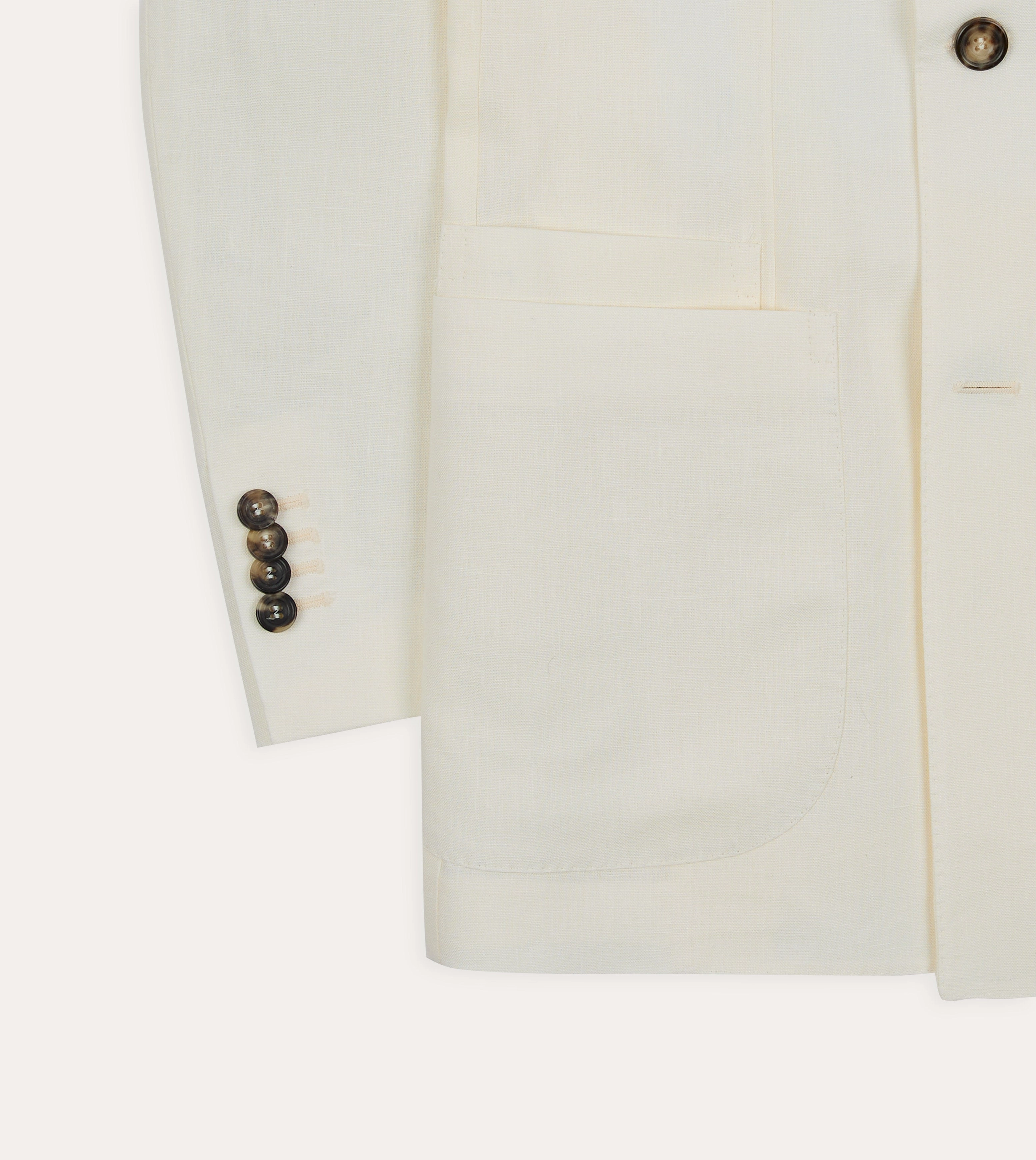 Ecru Linen Double-Breasted Tailored Jacket