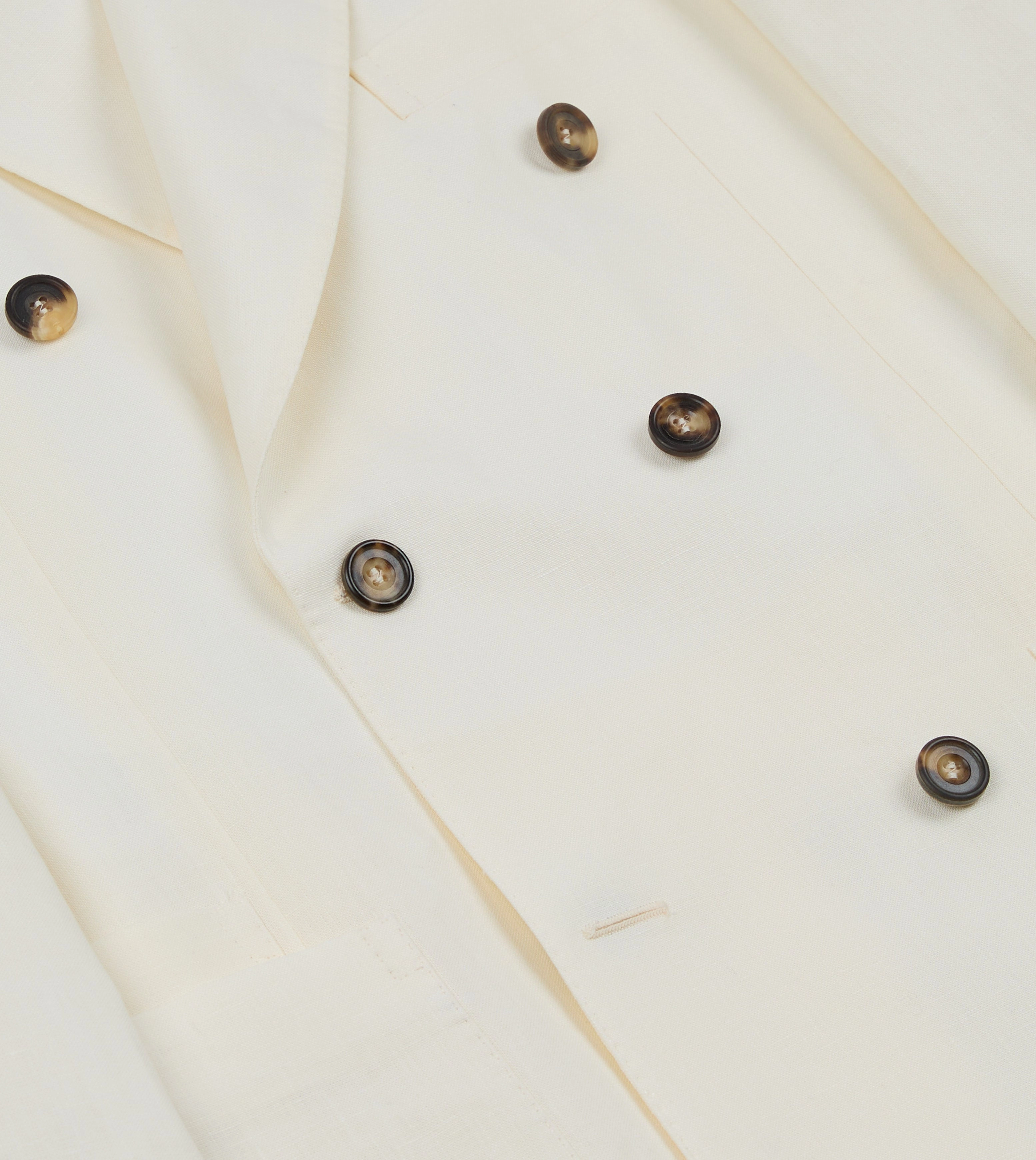 Ecru Linen Double-Breasted Tailored Jacket