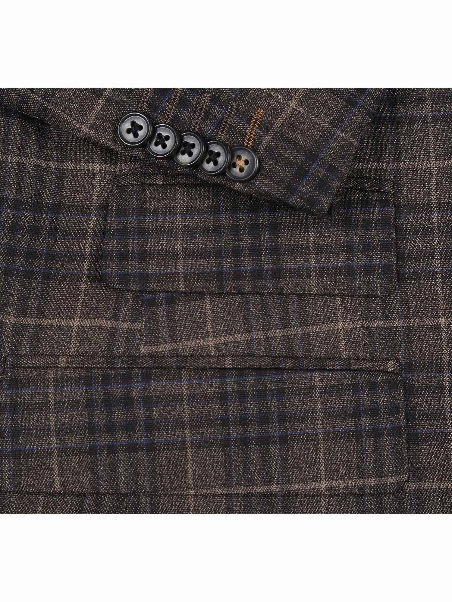 English Laundry Men's 3-Piece Slim Fit Check Peak Lapel Suit