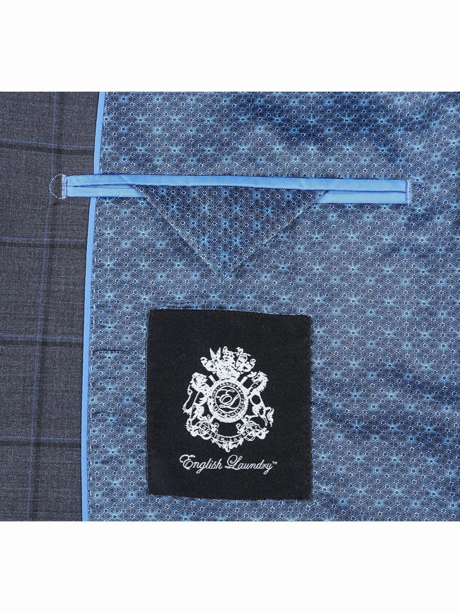 English Laundry Slim Fit Charcoal Checked Wool Suit