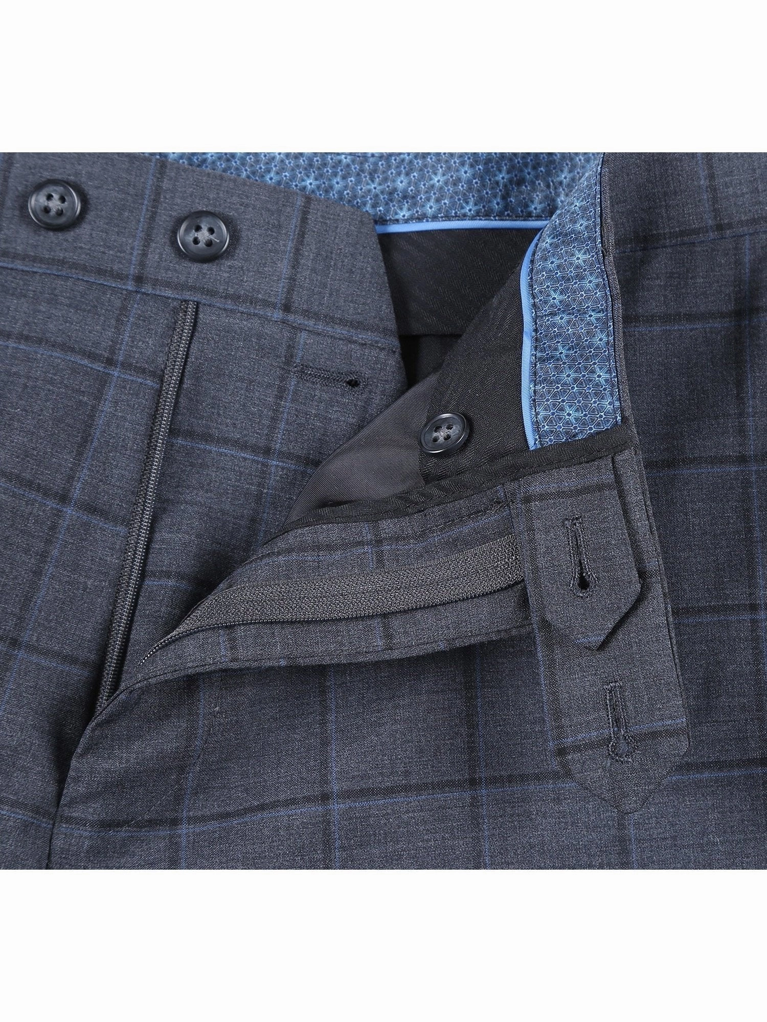 English Laundry Slim Fit Charcoal Checked Wool Suit