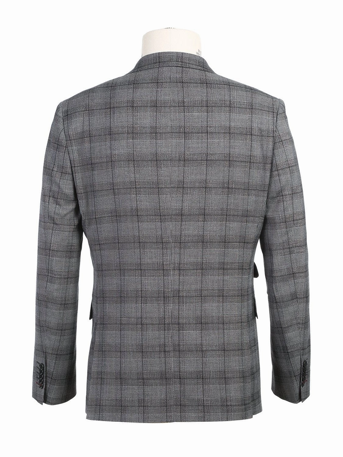 English Laundry Slim Fit Double-Breasted Check Peak Lapel Suit