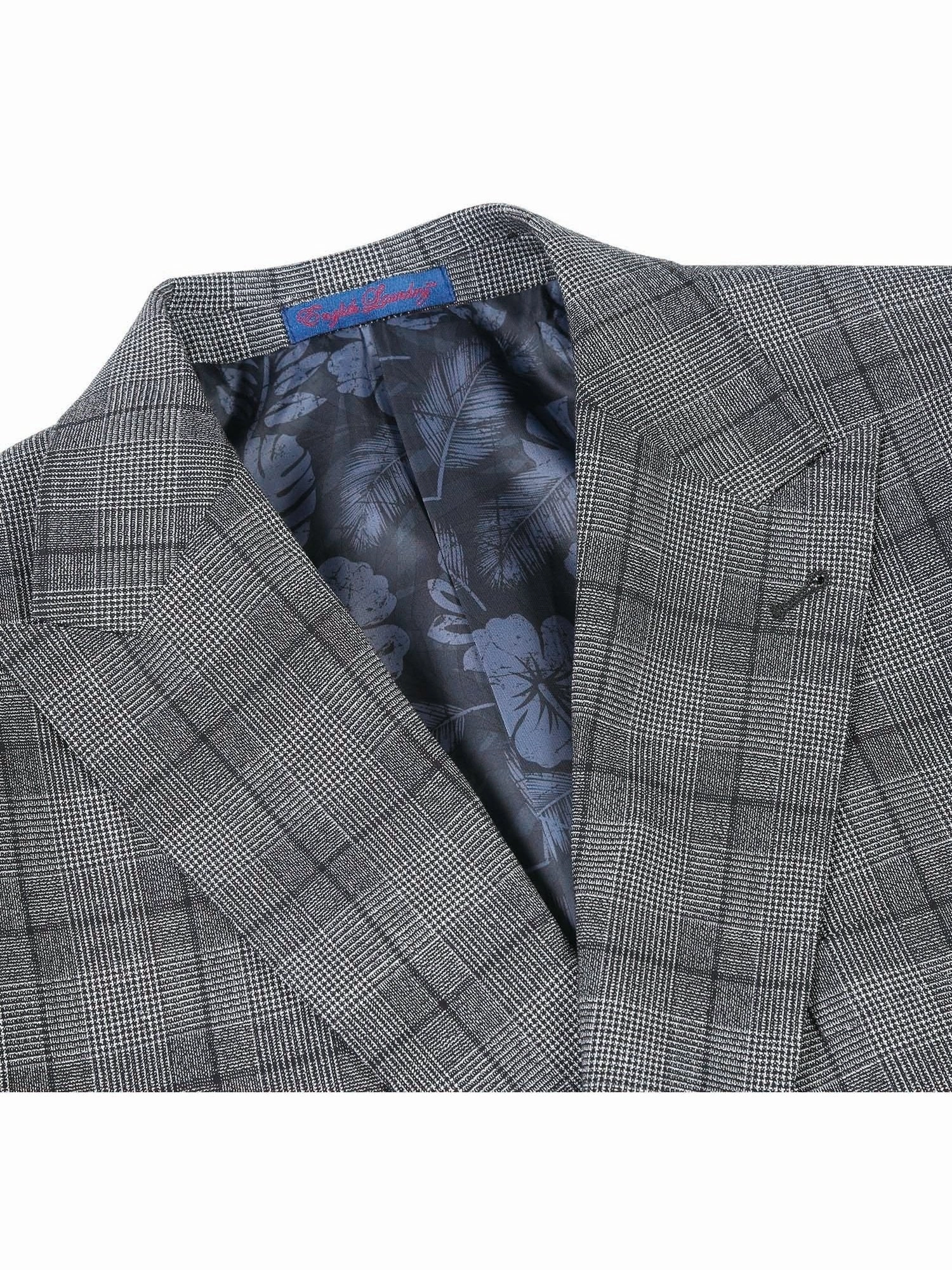 English Laundry Slim Fit Double-Breasted Check Peak Lapel Suit
