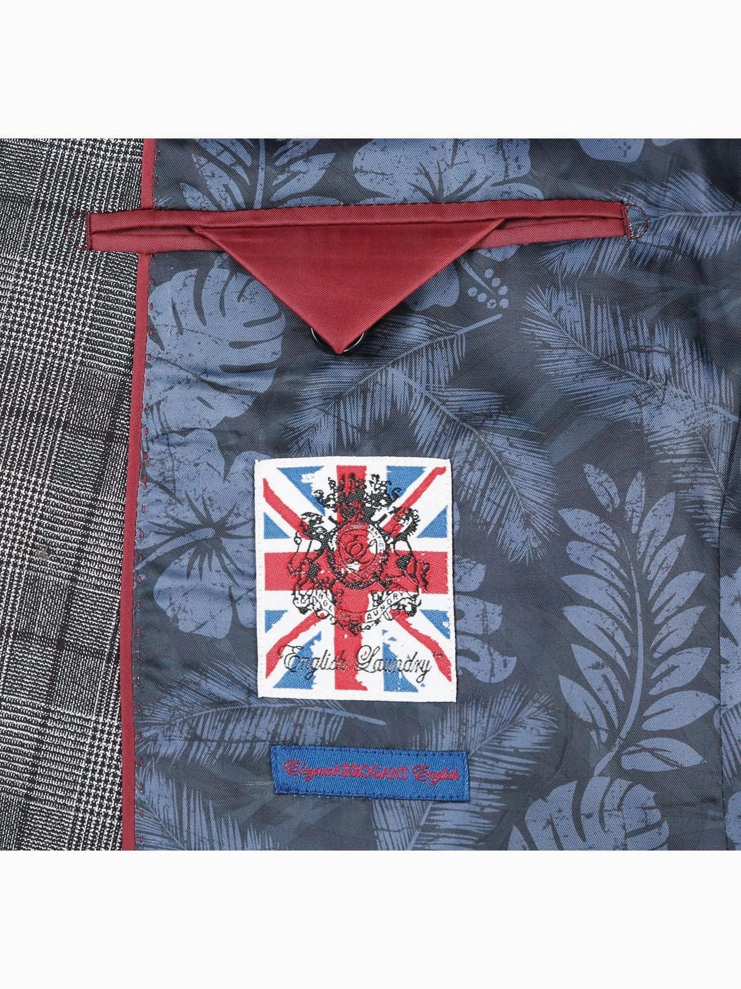 English Laundry Slim Fit Double-Breasted Check Peak Lapel Suit