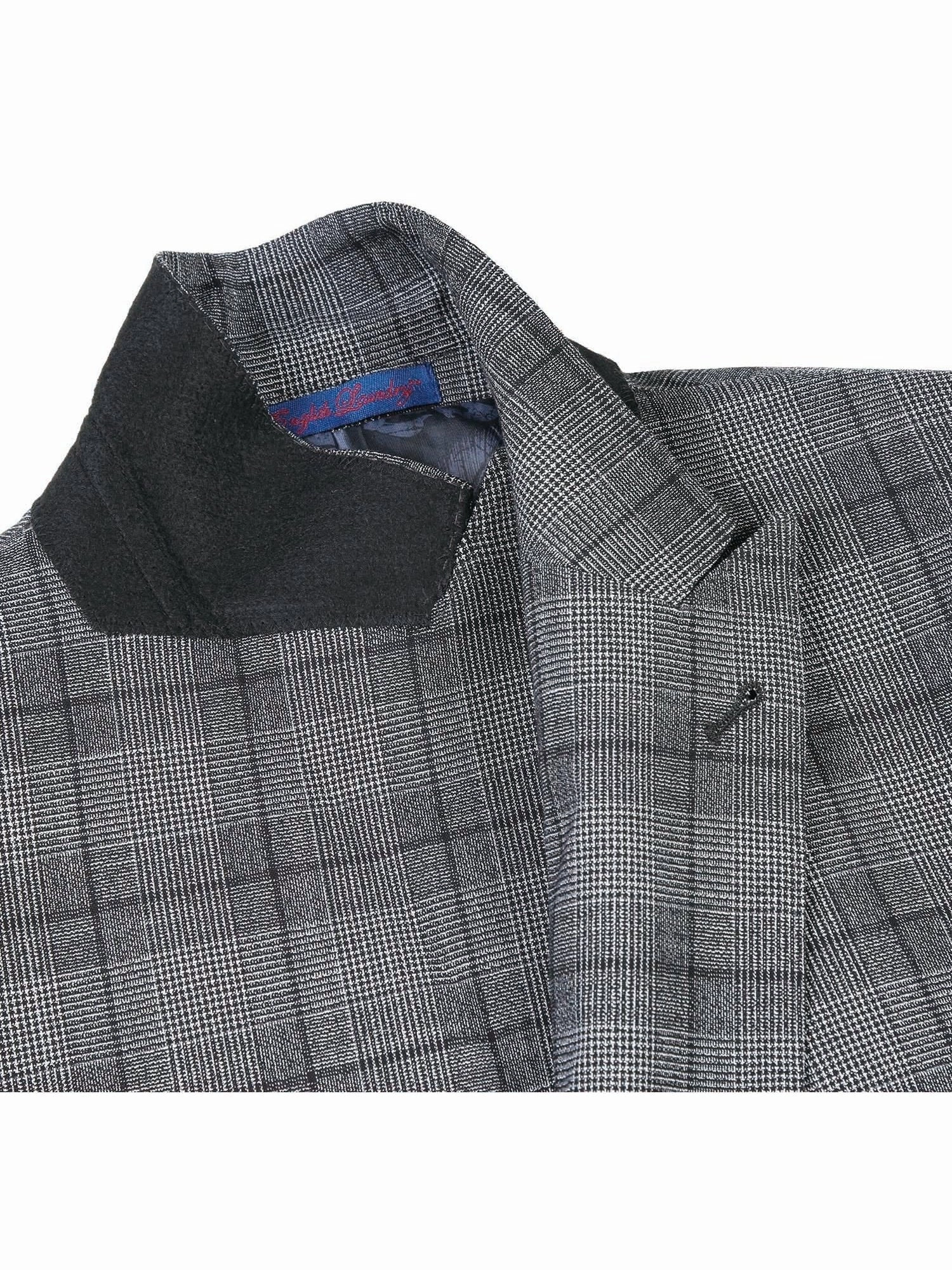 English Laundry Slim Fit Double-Breasted Check Peak Lapel Suit