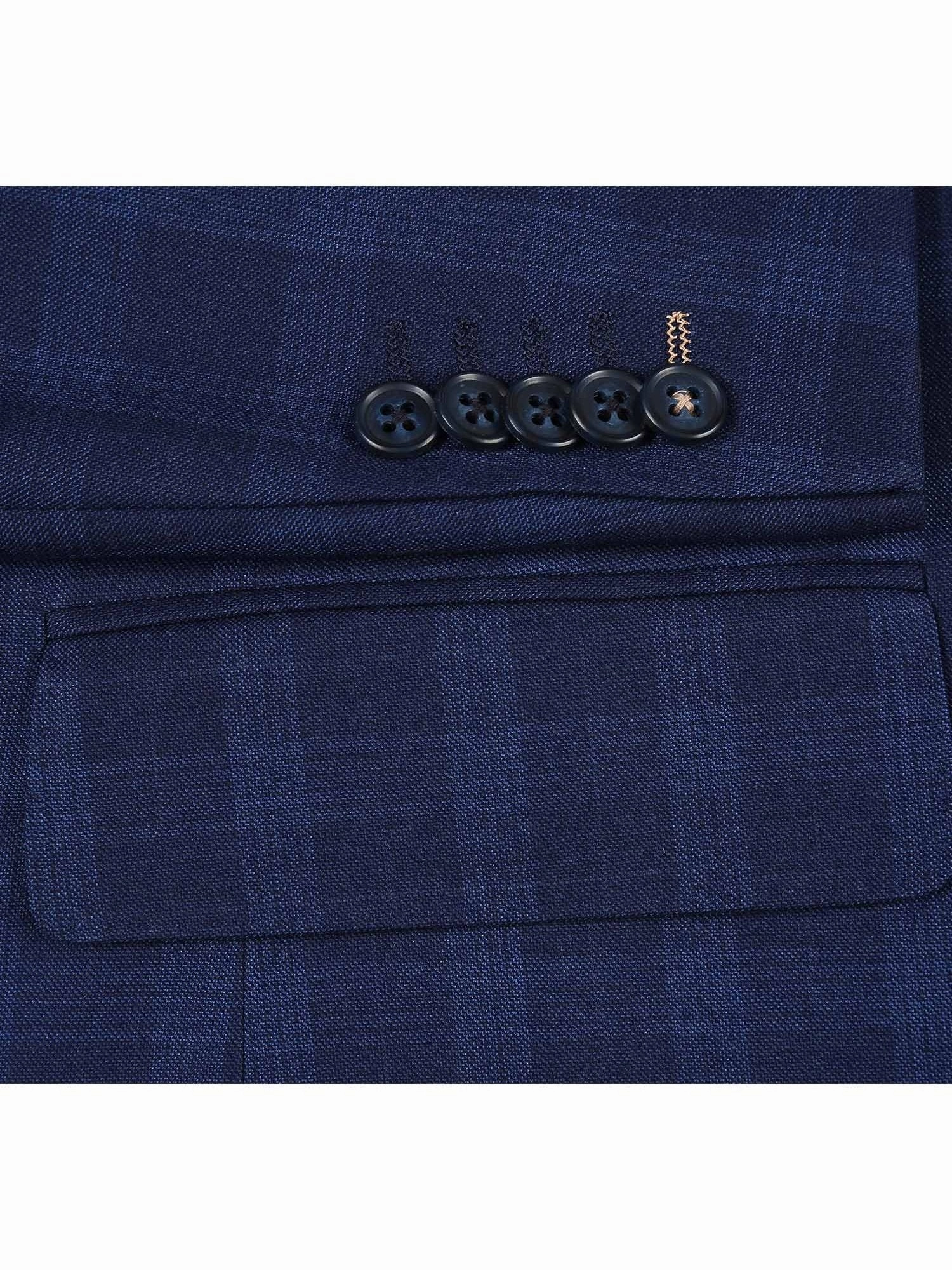 English Laundry Slim Fit Two button Navy Check Peak Lapel Suit