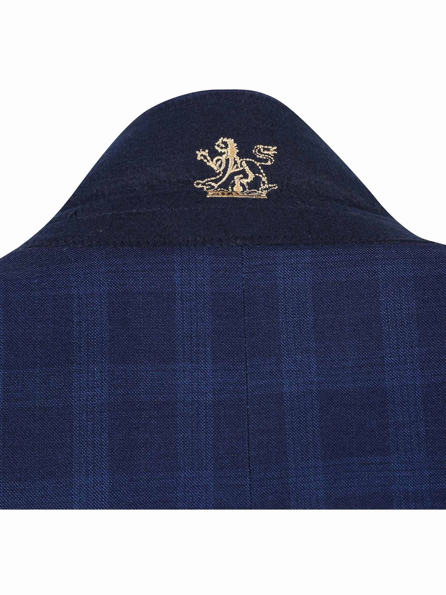 English Laundry Slim Fit Two button Navy Check Peak Lapel Suit