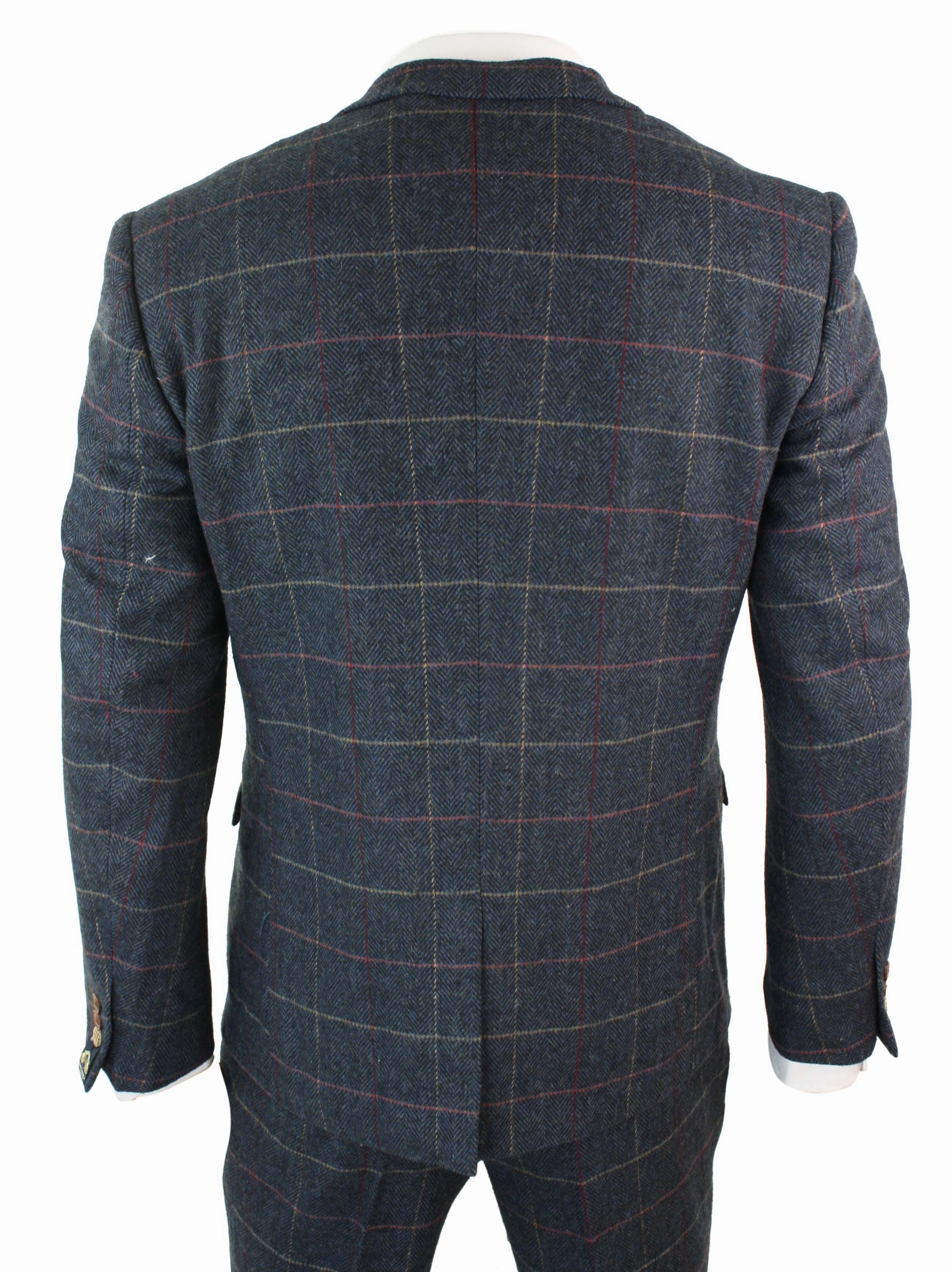 Eton Navy Blue Wine Check 3 Piece Suit